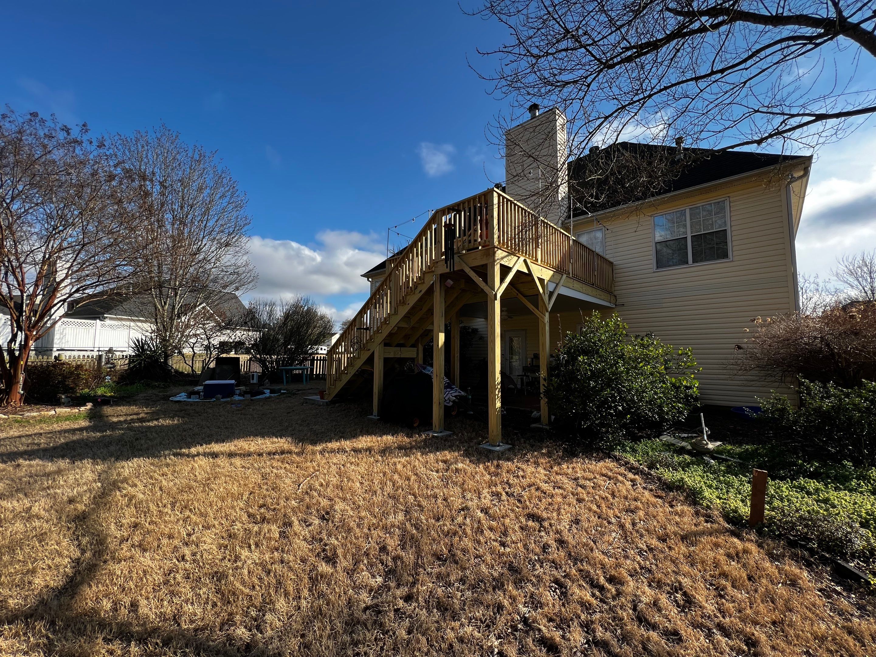 Elevated Wooden Deck Replacement and Under-Deck Ceiling in Cartersville by Swift Home Renovations