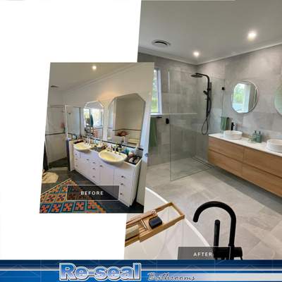 Bathroom Renovation using XROCK 36W White natural 300 x 600 by Re-seal Bathrooms