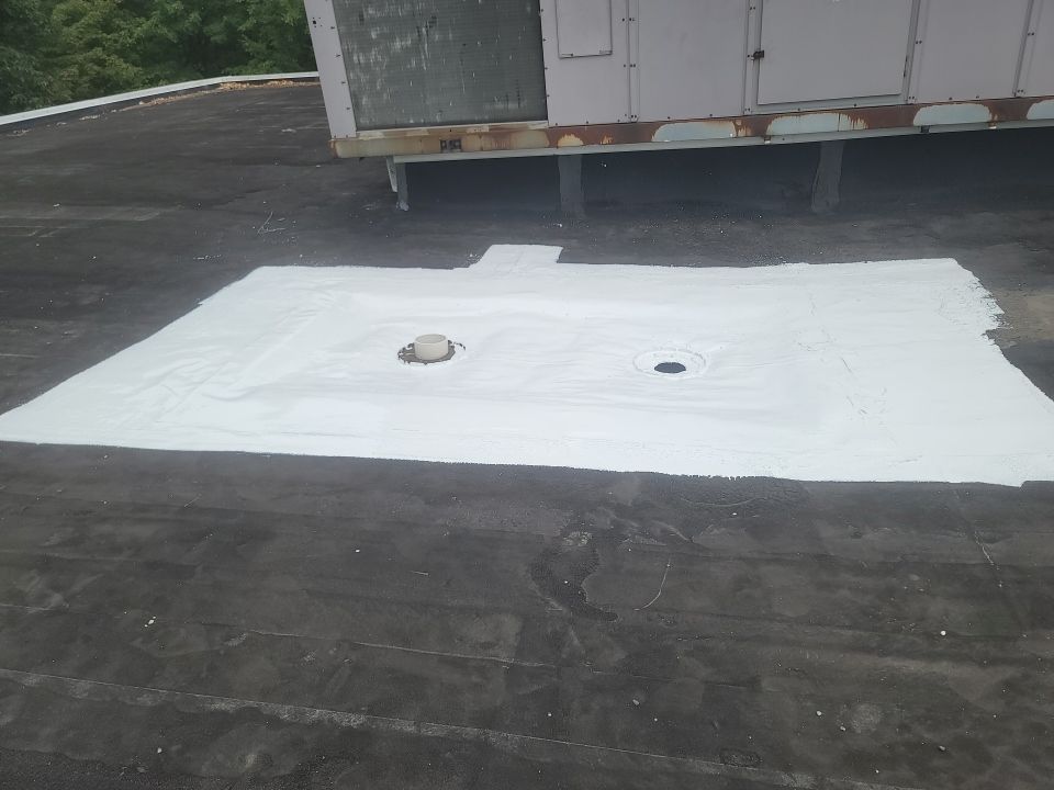 Commercial Roofing Repair using UniFlex Silicone Roof Coating by 3 Daughters Construction 
