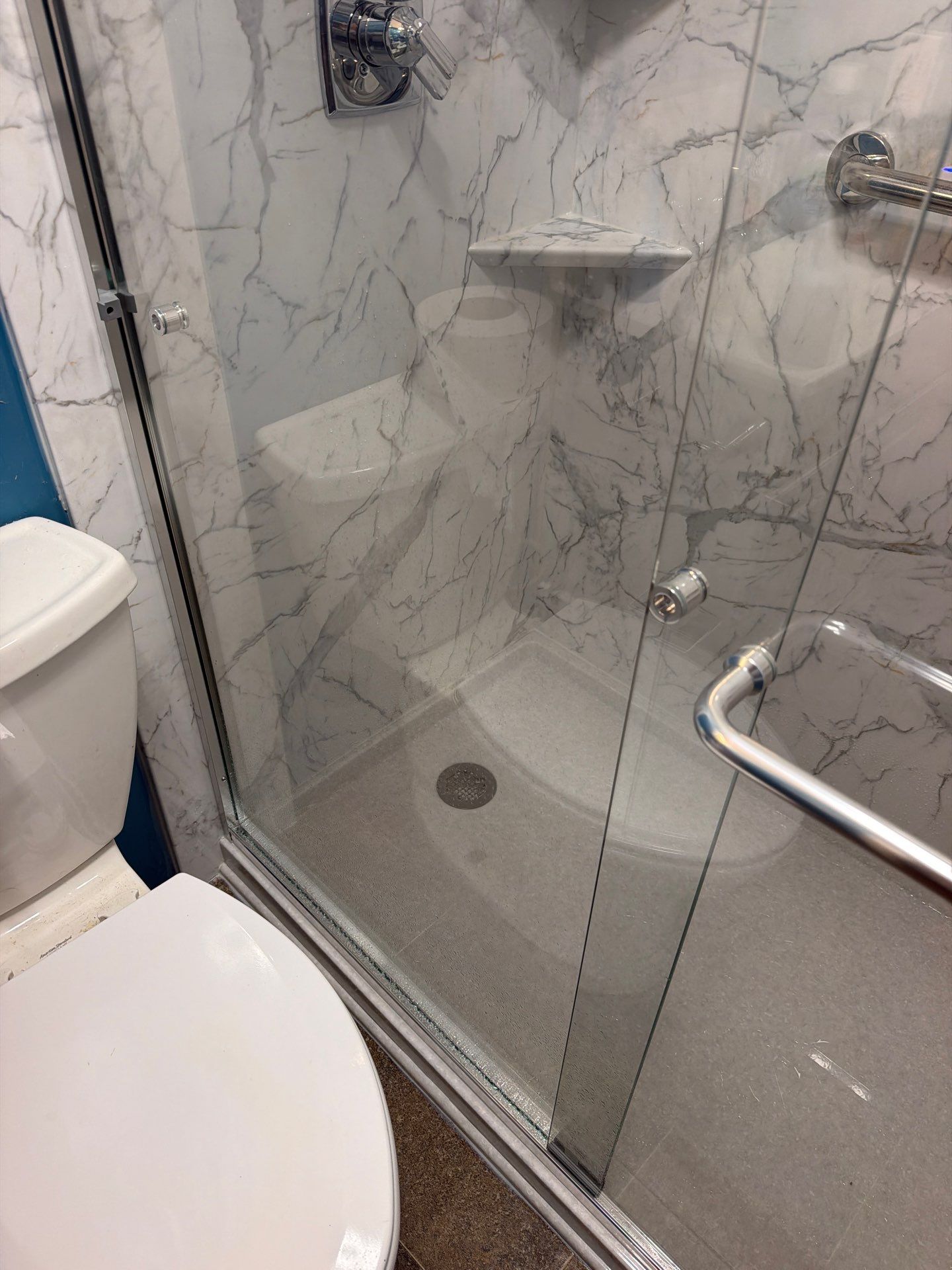Walk-in Shower: Santorini White by Rome Bath Remodeling