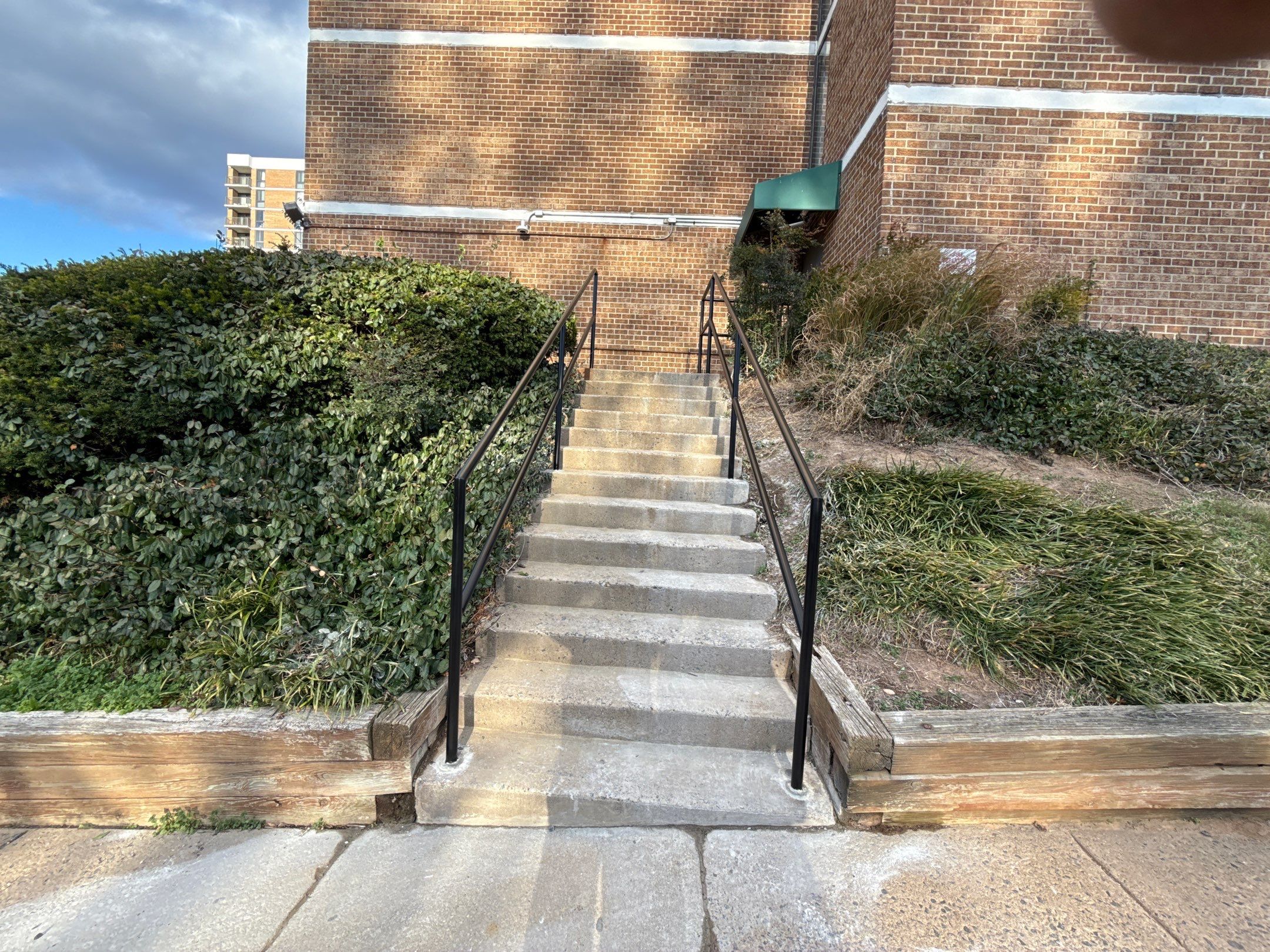 Commercial Entrance Pipe Railing Replacement – Falls Church, VA by Capitol Iron Works