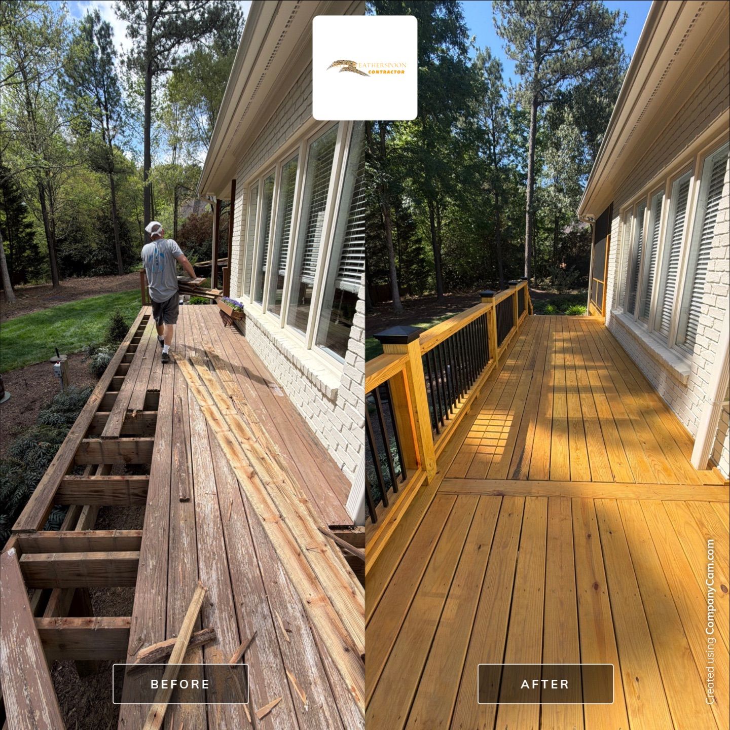 Deck Stain, Round Balusters & Screened Porch Transformation by Billy Weatherspoon Contractor