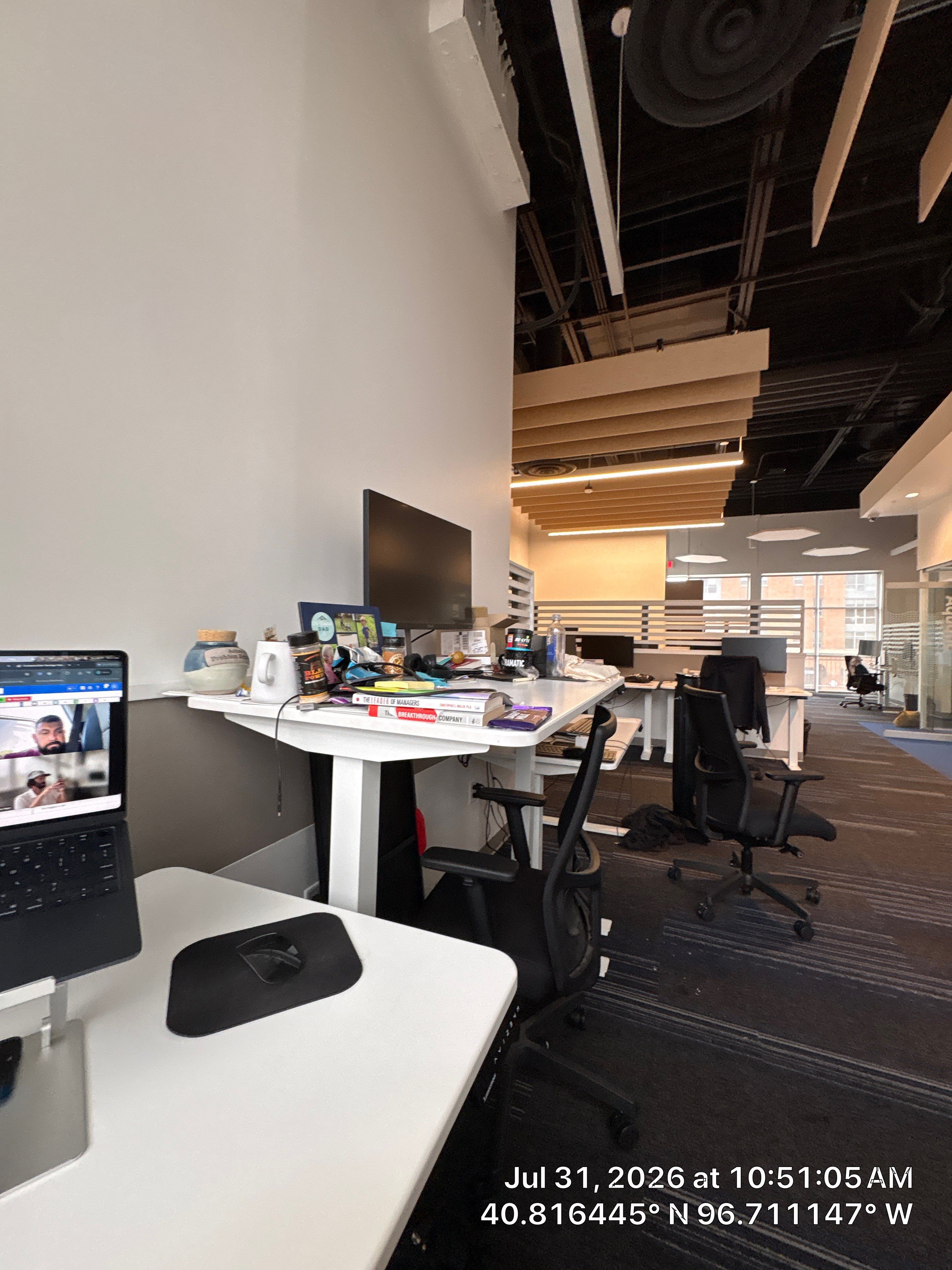 Modern Open-Plan Office Remodel with Acoustic Ceiling Baffles by CompanyCam Sales Demo