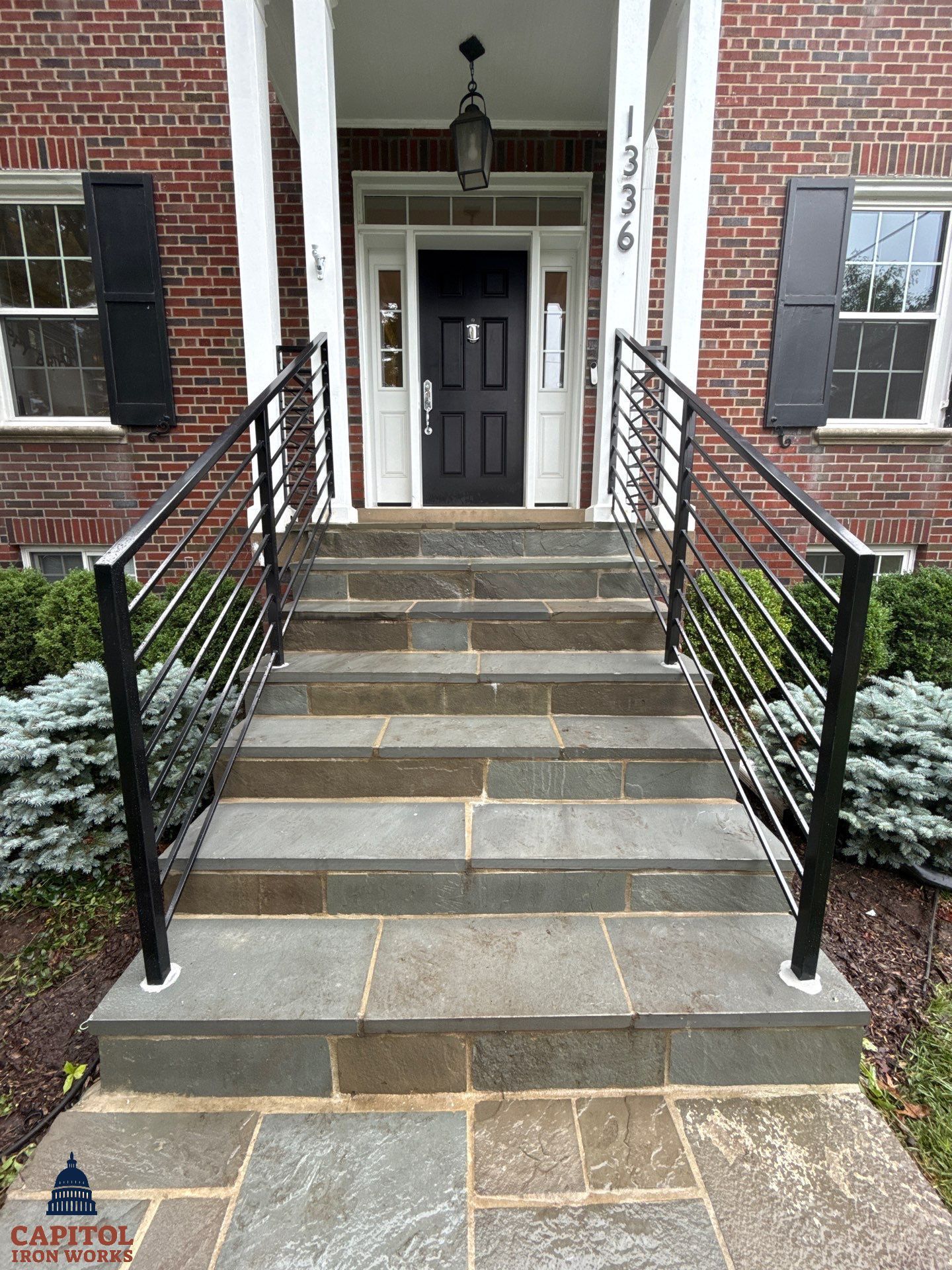 Modern Horizontal Steel Railings – Front Entry Renovation – Washington, DC by Capitol Iron Works