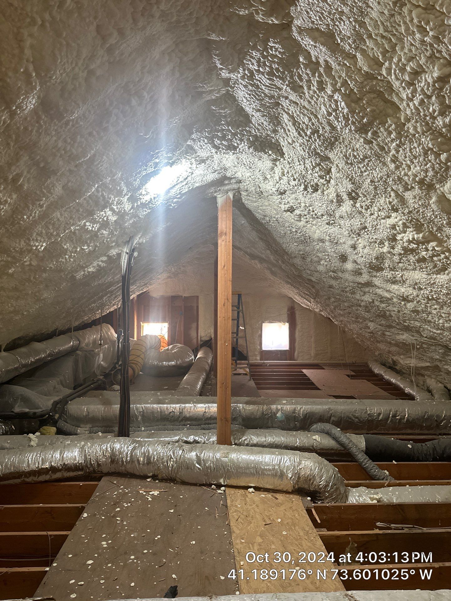Attic Insulation using open cell spray foam by NYS Foam & Energy