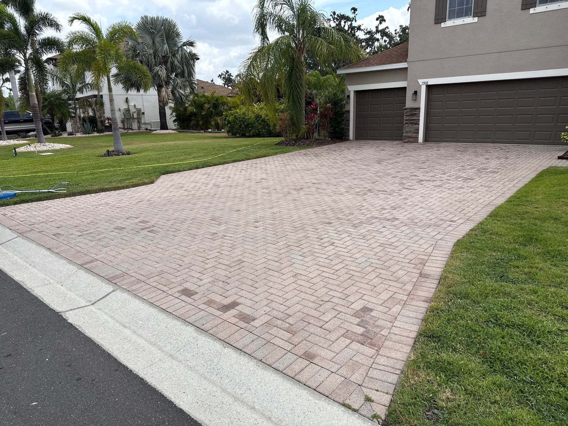3-Car Paver Driveway & Entryway Cleaning | Oakleaf Hammock Community, Ellenton, FL by Sunshine AquaWash