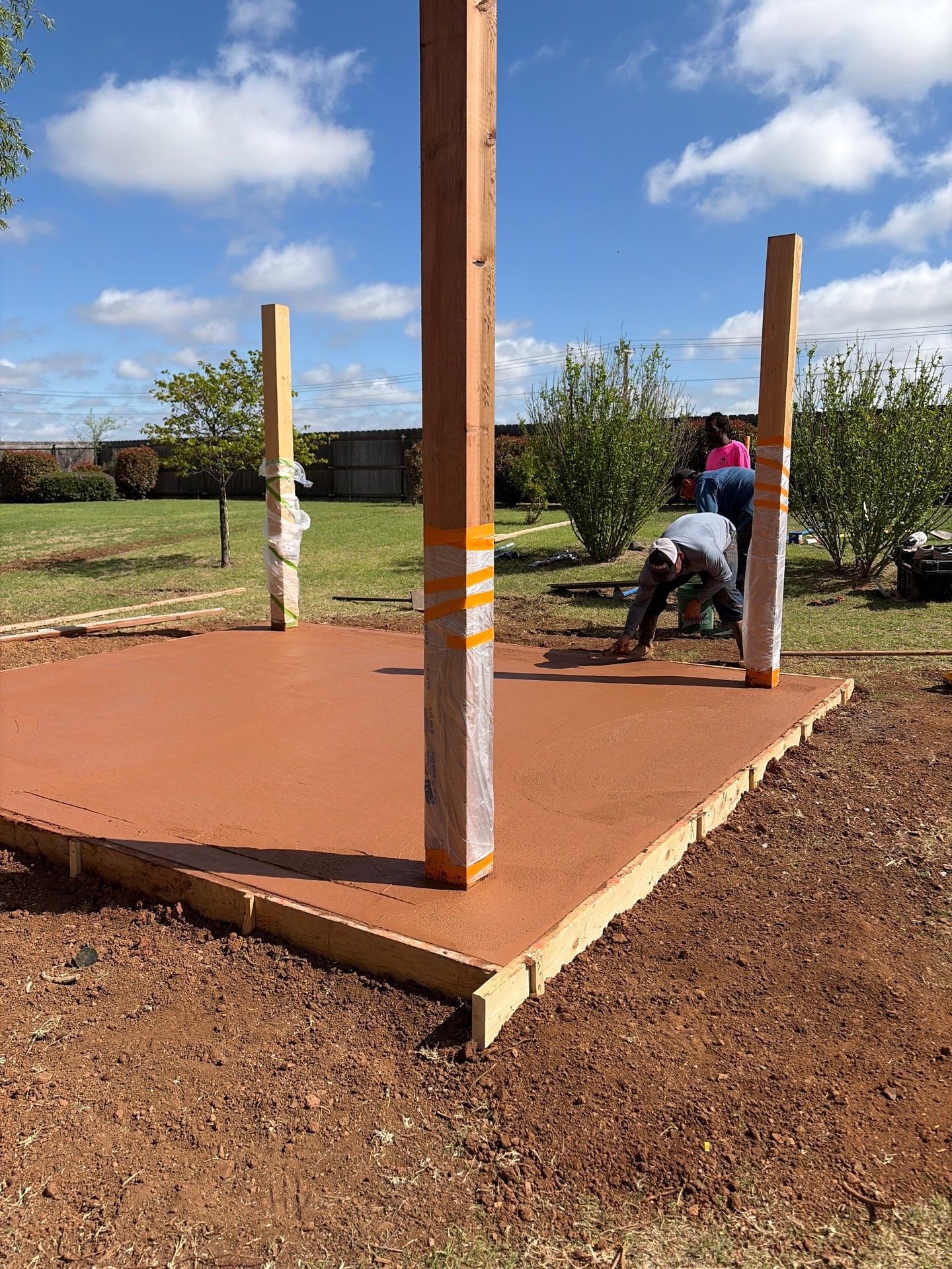 Stamped Concrete & Custom Pergola Build by Clays Services Inc