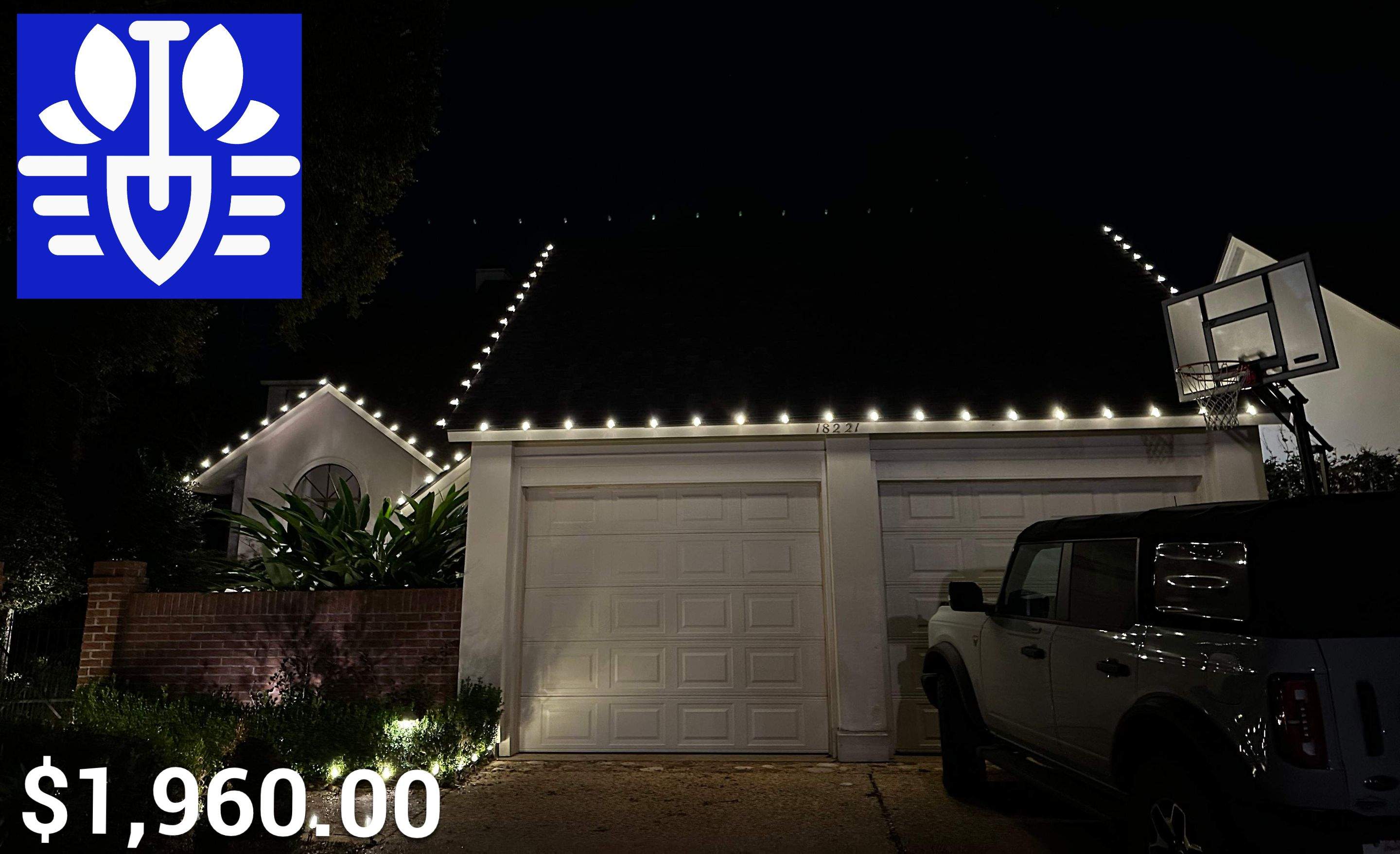 HOLIDAY LIGHTING using C9 LED LIGHTING LANDSCAPE PERIMITER by CutScape, LLC.