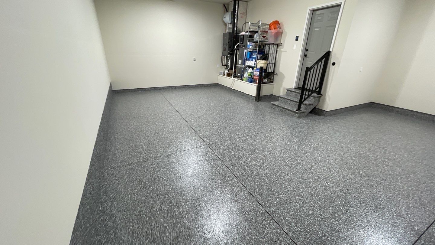 Garage Transformation using Smoke Colorway by Croc Coatings, LLC
