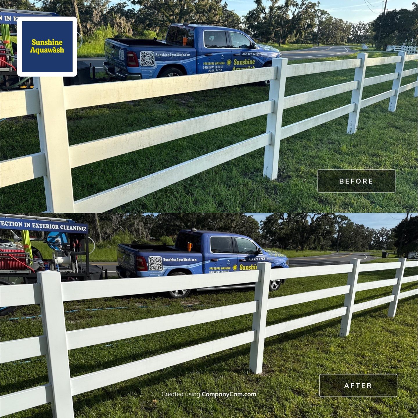 🐎 Vinyl Horse Fence, Entrance Cleaning + House Wash – Parrish, FL by Sunshine AquaWash