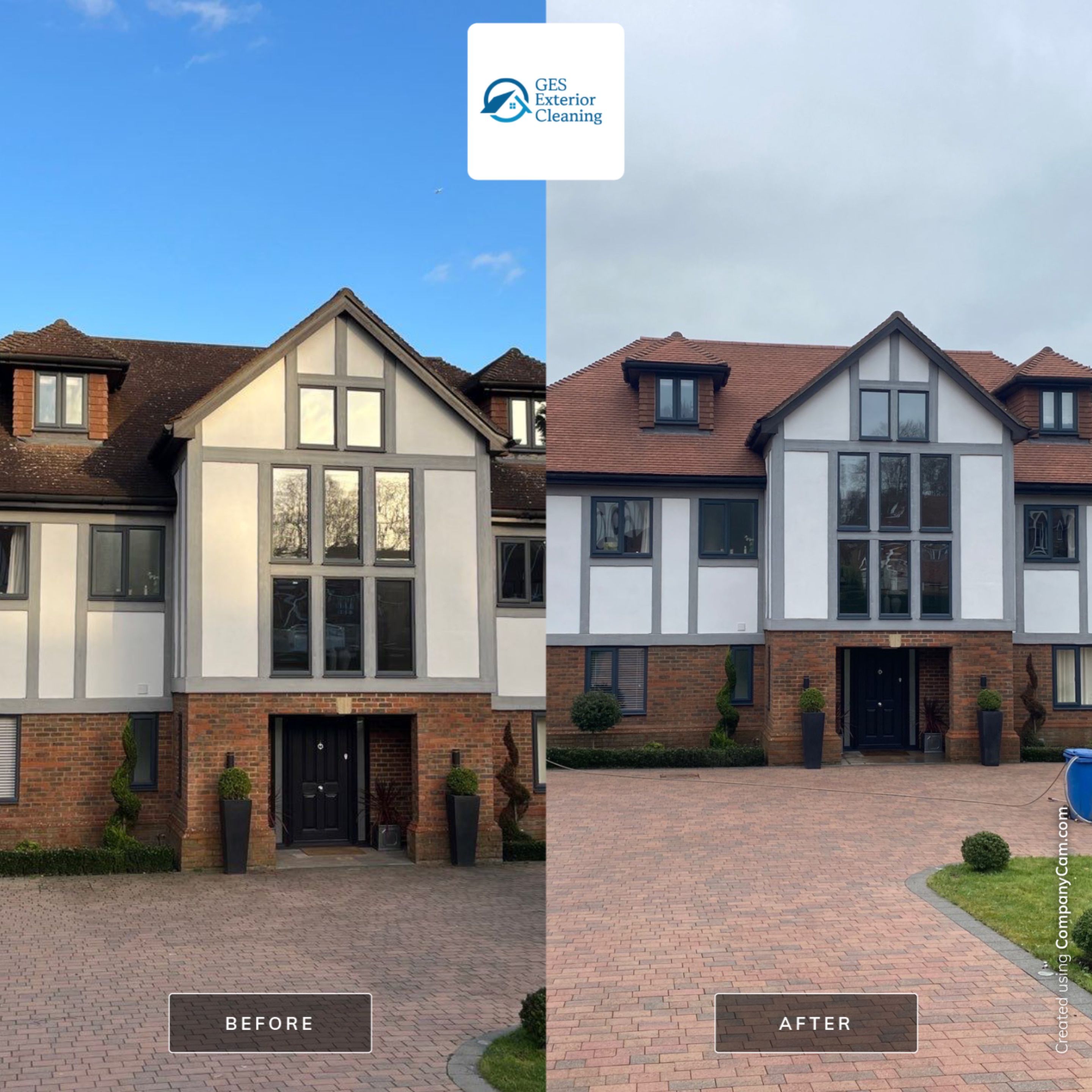Roof and Driveway Clean using Mosmatic FSC and Biocide by Ges Exterior Cleaning ltd