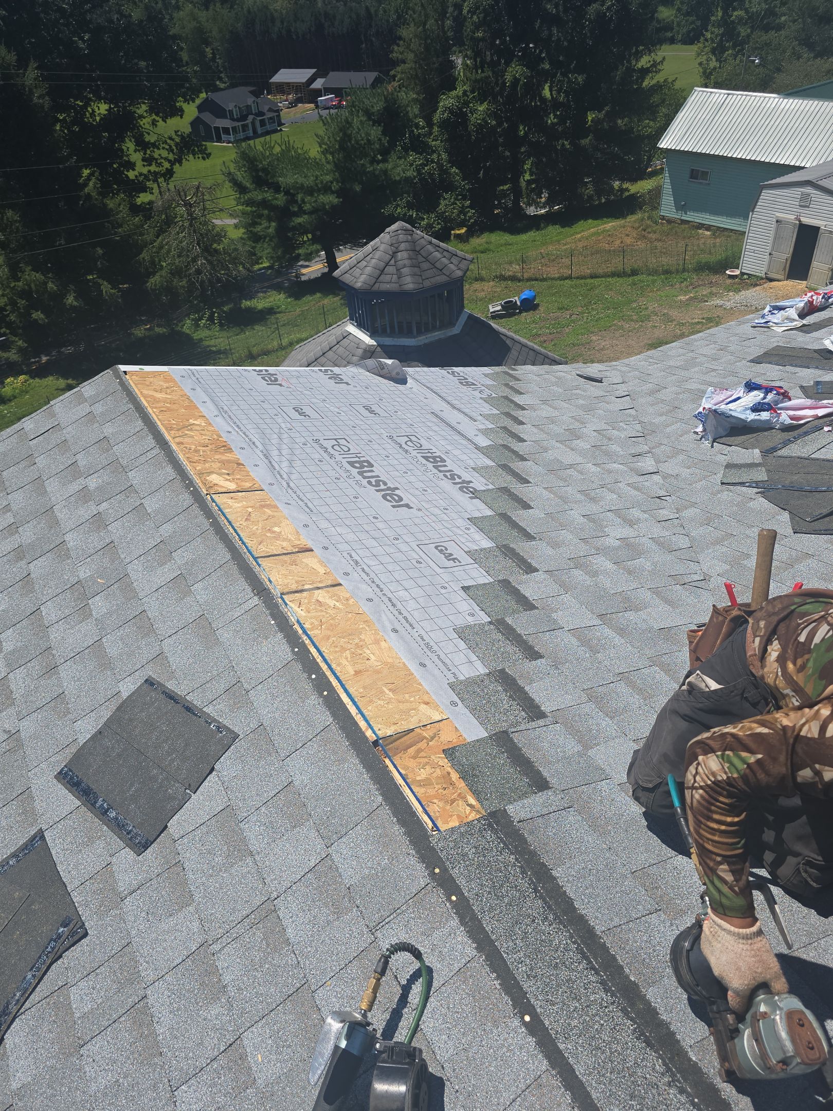 Residential Roofing Installation using GAF Timberline HDZ Fox Hollow Grey by Rainstoppers Roofing