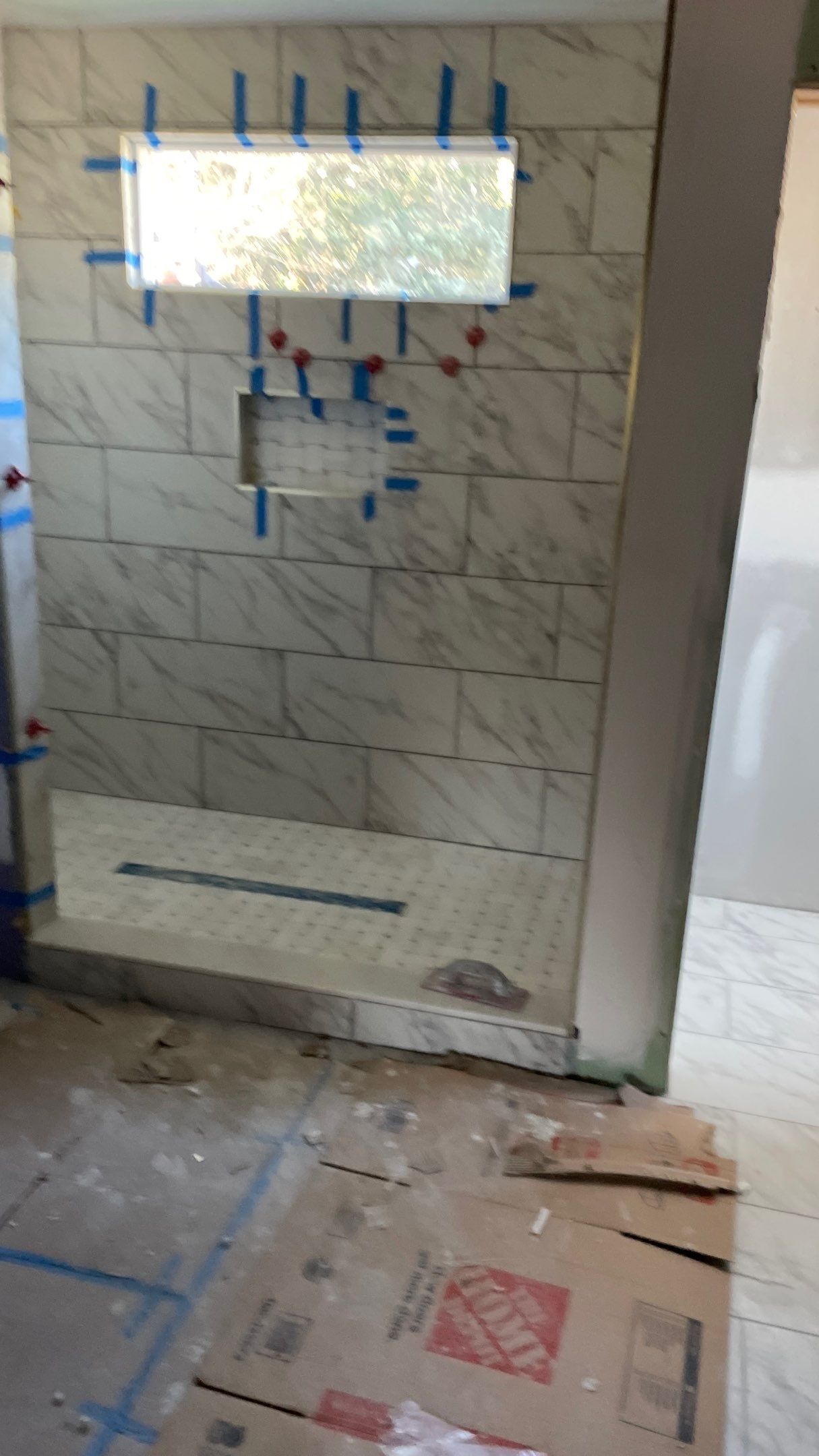 Remodeled Home with new tile floors, Showers and Refinished Oak Floors with stain and Waterbased Finish by Footprints Floors of Coastal Carolina