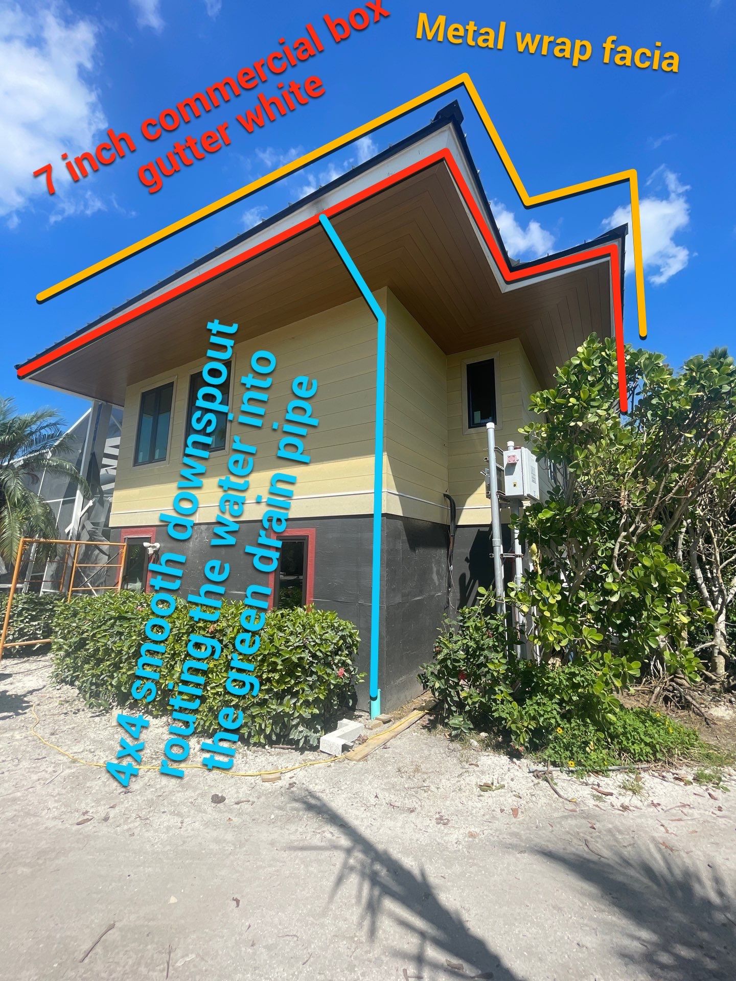 7-Inch Smooth Box Seamless Gutters using Seamless Gutters and Metal Fascia in Sanibel FL by Gutter Professors