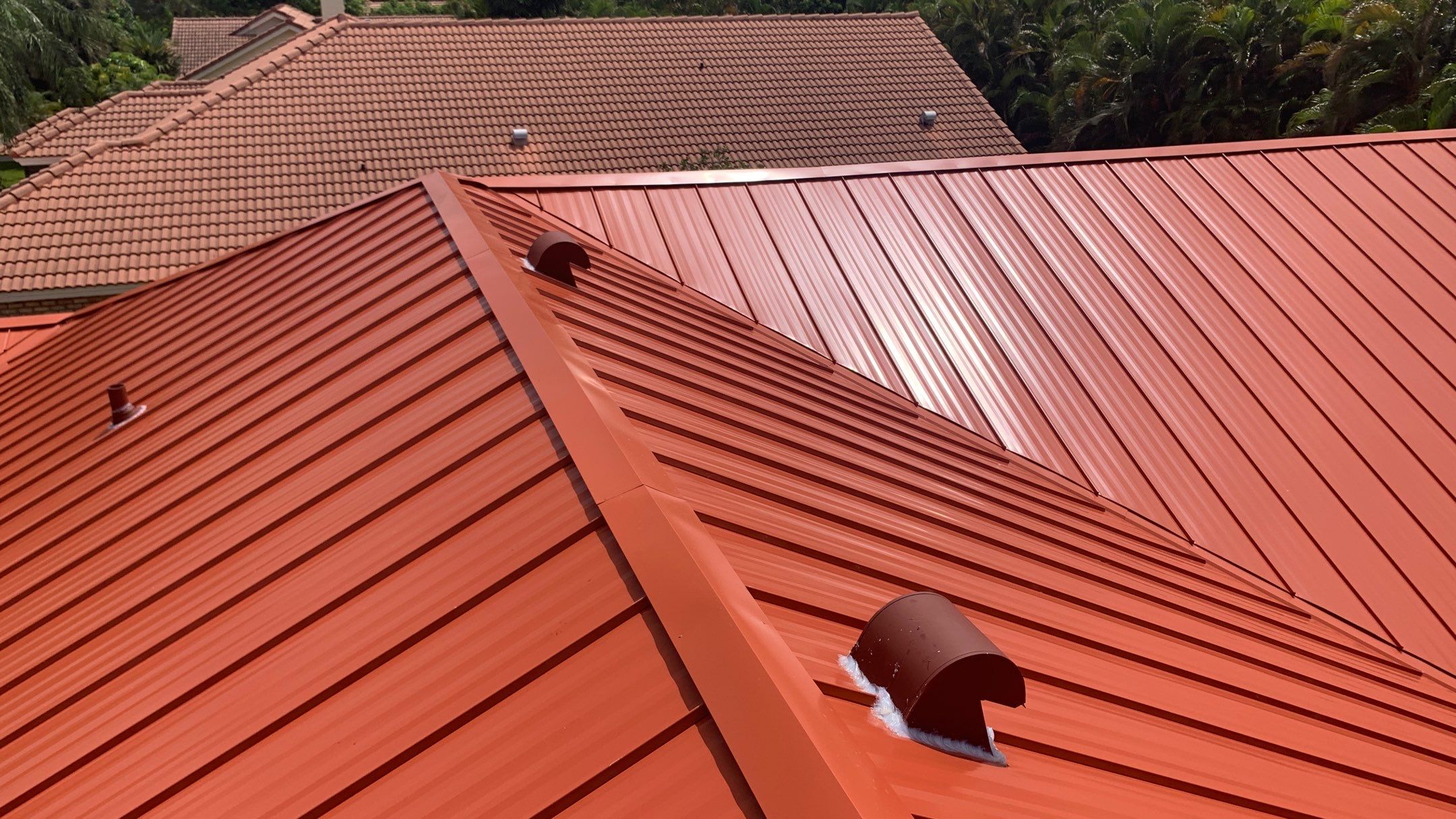 Residential Roofing Installation using 1" Nail strip metal roof by BLUES BROTHERS CONSTRUCTION CORP