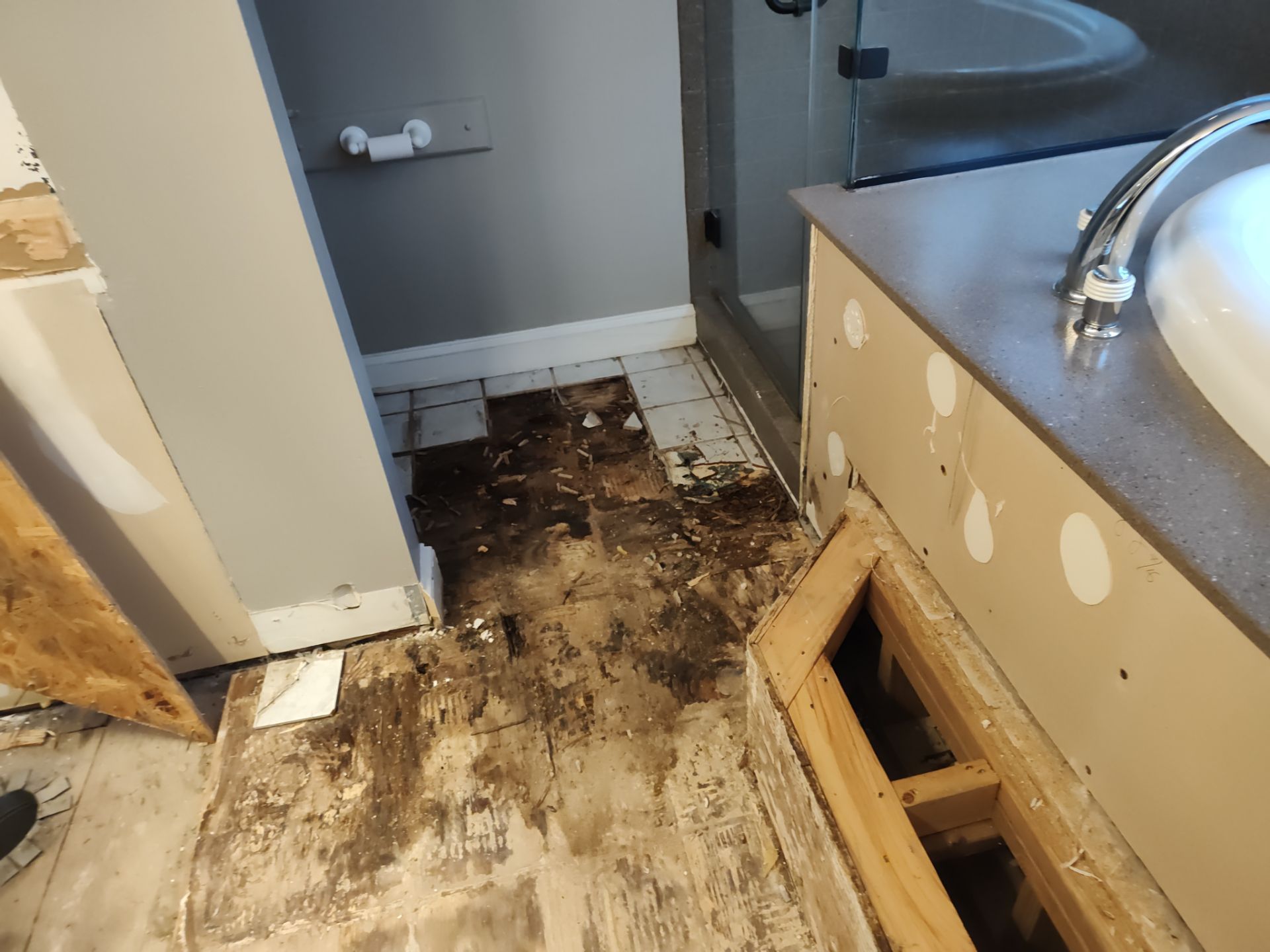 Bathroom repair and remodel by Cornerstone Home Builders, LLC