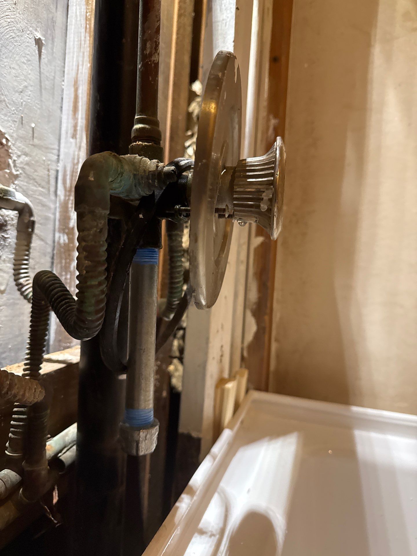 Shower Tub Installation with Underground Plumbing by Us Plumbing 