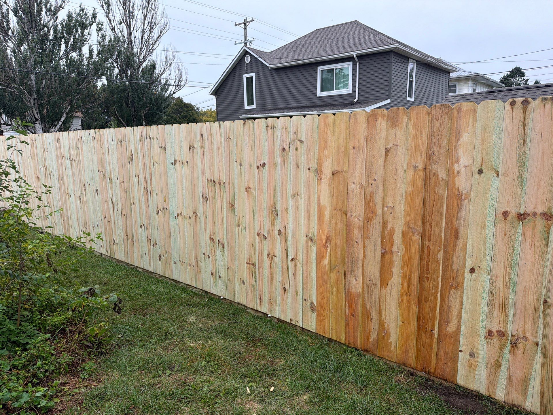 Custom Wood Privacy Fence and Black Chain Link Gate in Independence by Perfect Picket Fence and Stain