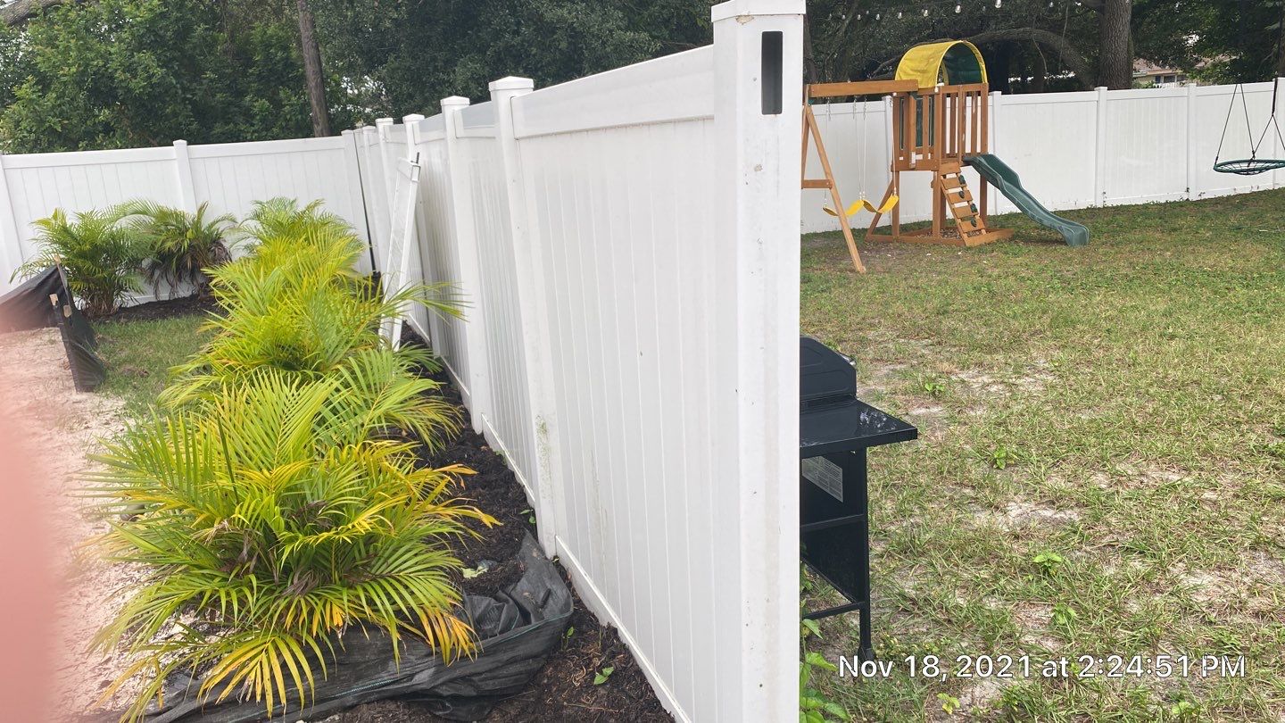 Vinyl Privacy Fence With AC Enclosure and Storage Corral by Asap fence and gates, LLC