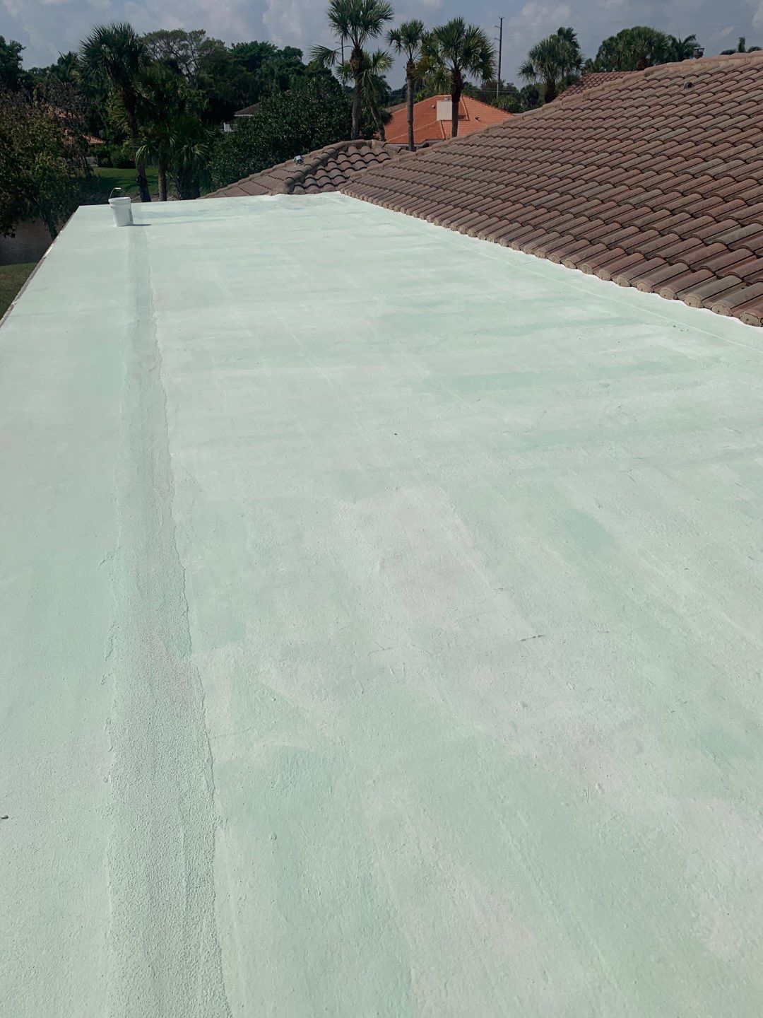 100% Silicone Roof Coating Repair using Tropical #924 Silicone Roof Coating by Morton Roofing, Inc.