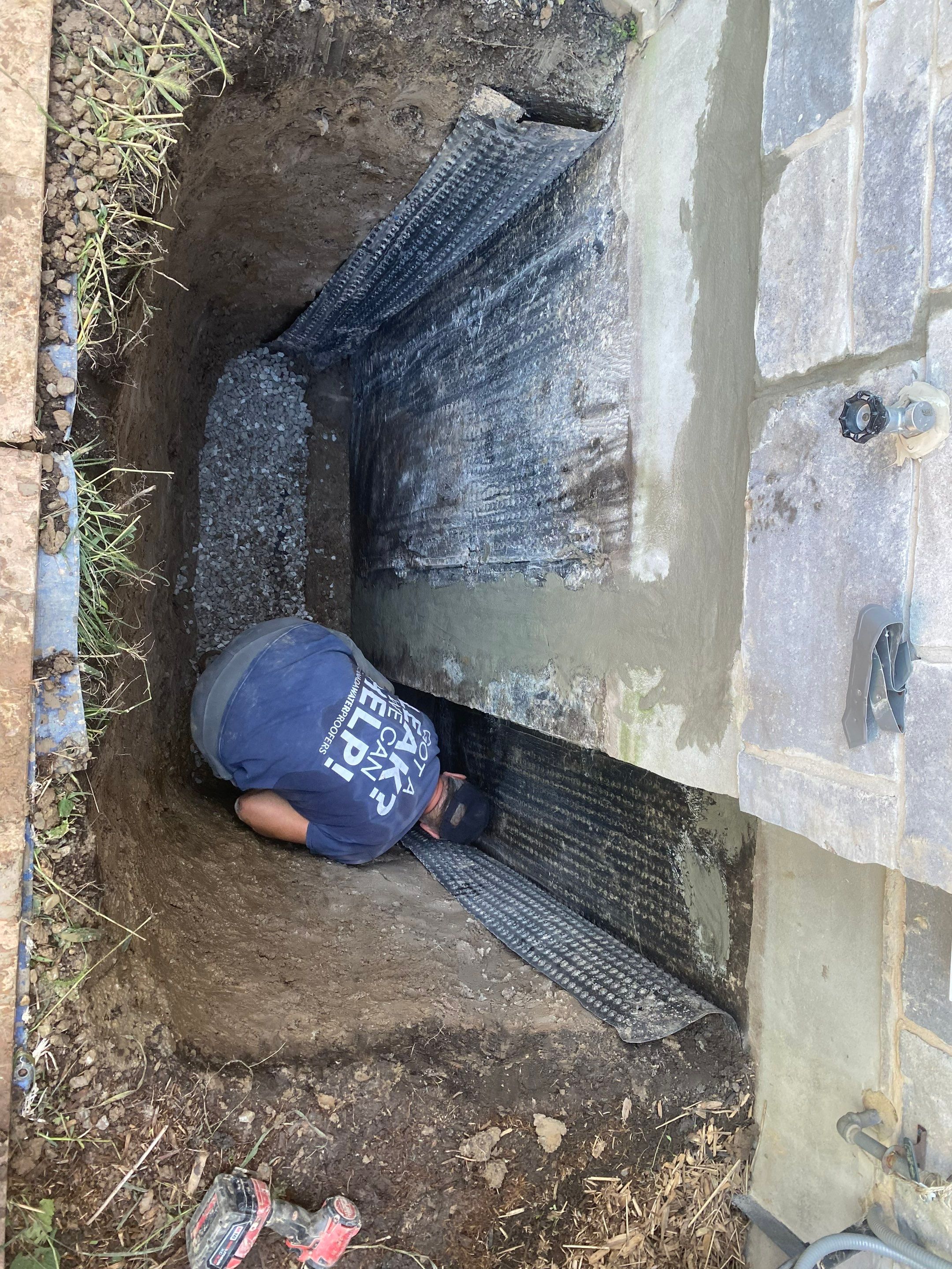 Exterior Foundation Waterproofing and Membrane Installation in Niagara-on-the-Lake by Canada Waterproofers Inc