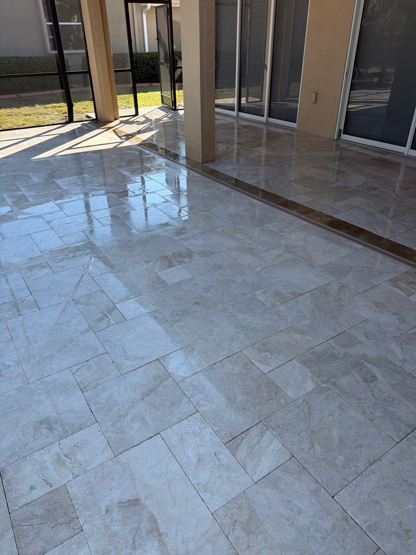 Travertine Paver Sealing Project in Sun City Center by Supreme Paver Experts
