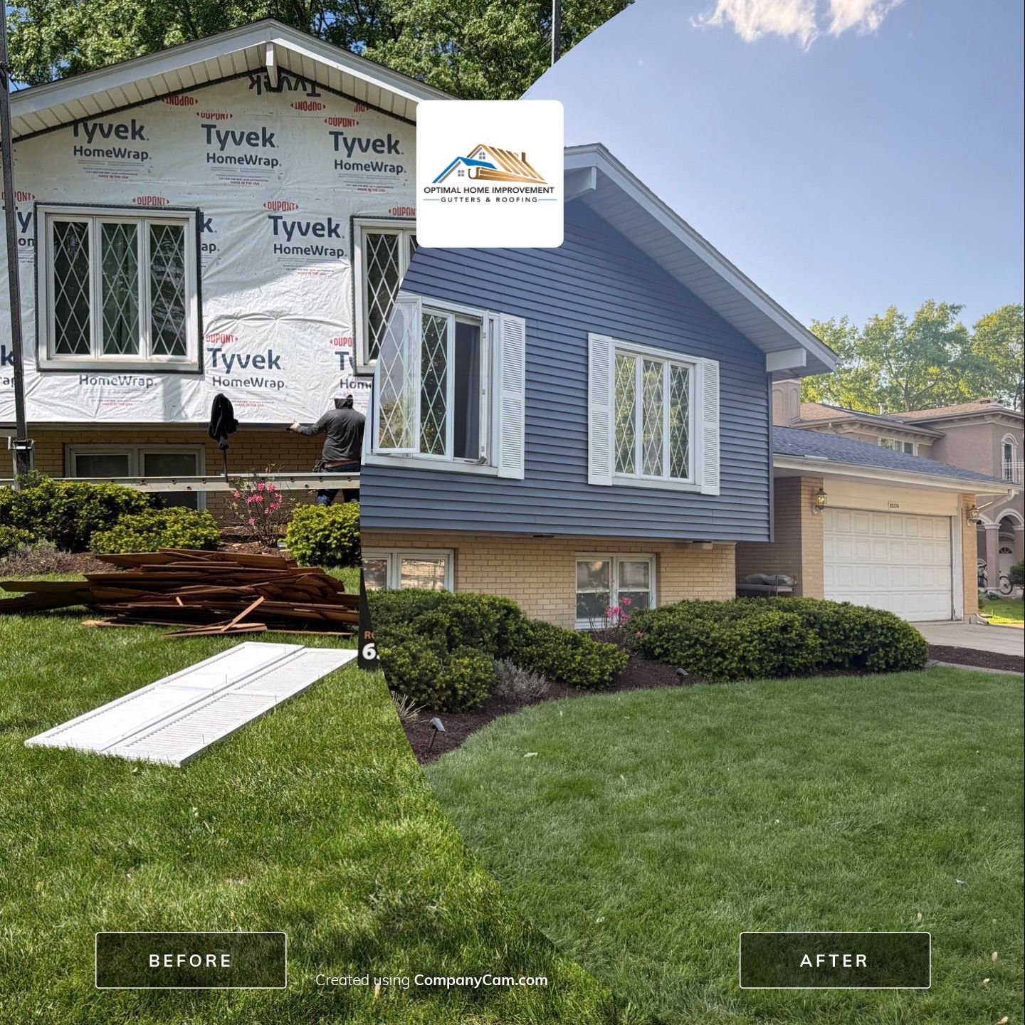 Roof replacement and chimney flashing by Optimal Home Improvement 