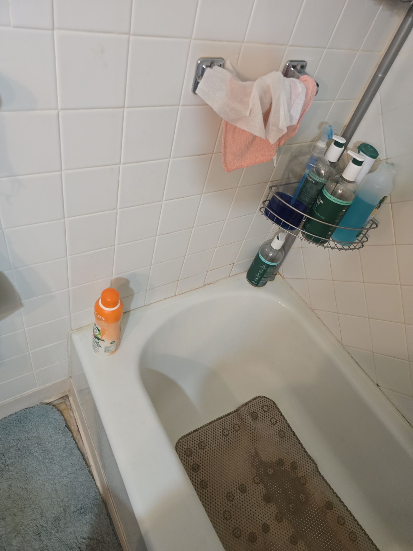 Tub to Shower , flooring, and countertop by The Shower Company
