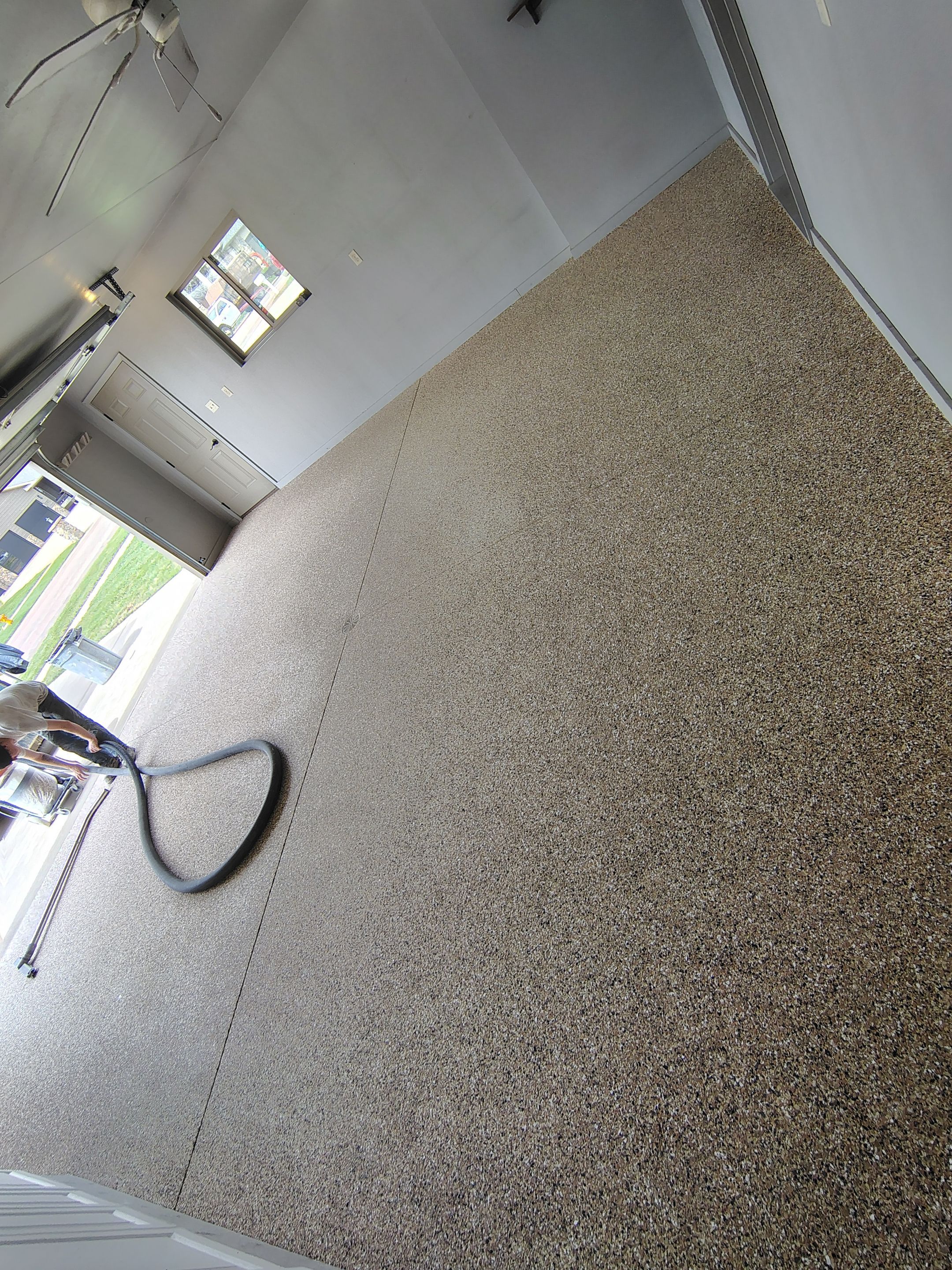 Multi-Colored Speckled Epoxy Concrete Coating for Residential Garage by Select Painting, Coatings & Garage Cabinets