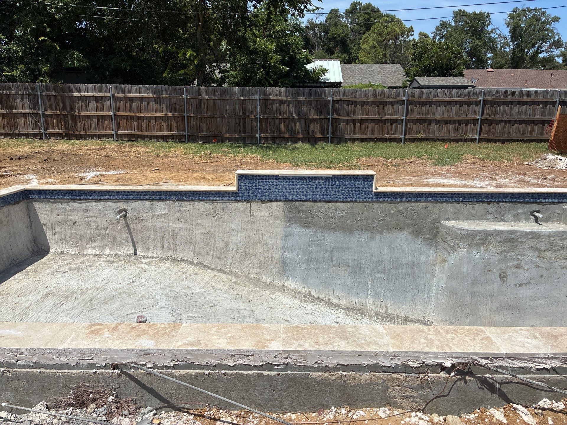 Geometric Pool Remodel with New Plaster and Travertine Coping by Pinnacle Pools and Spas - DFW