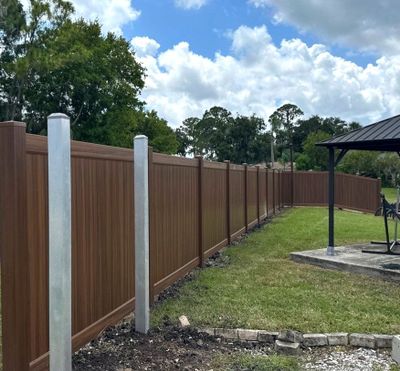 Vinyl Privacy Fence using 6Ft Professional Grade Mocha Walnut Privacy Fence
