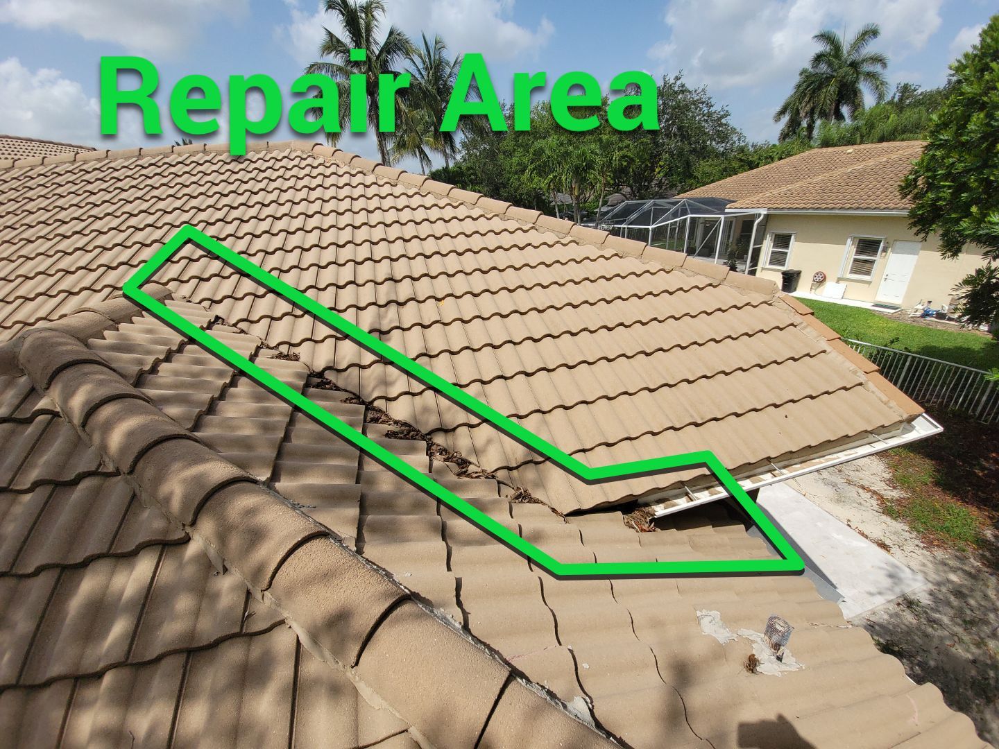 Concrete Tile Roof Leak Repair and Wood Decking Replacement in Parkland by Aastro Roofing