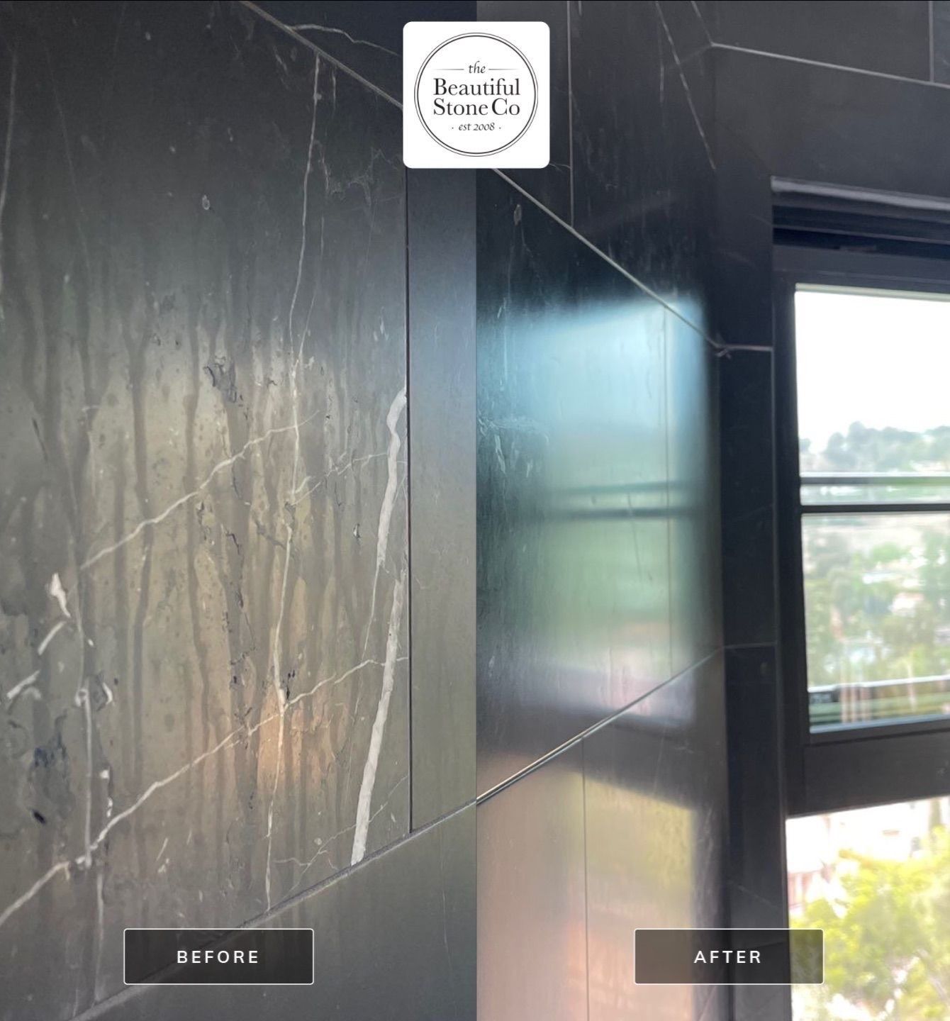 Marble shower restoration by The Beautiful Stone Company