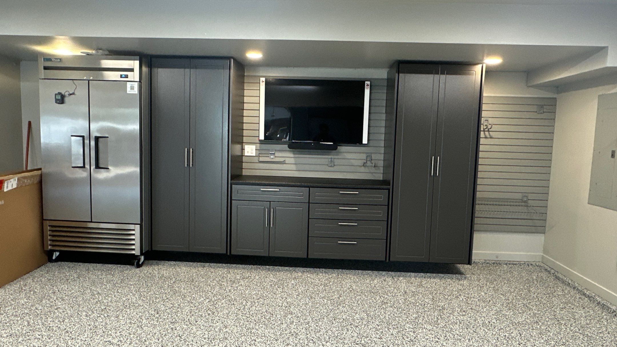 David M. took his garage up a notch with Brand new cabinets and an amazing floor by Banner Garage