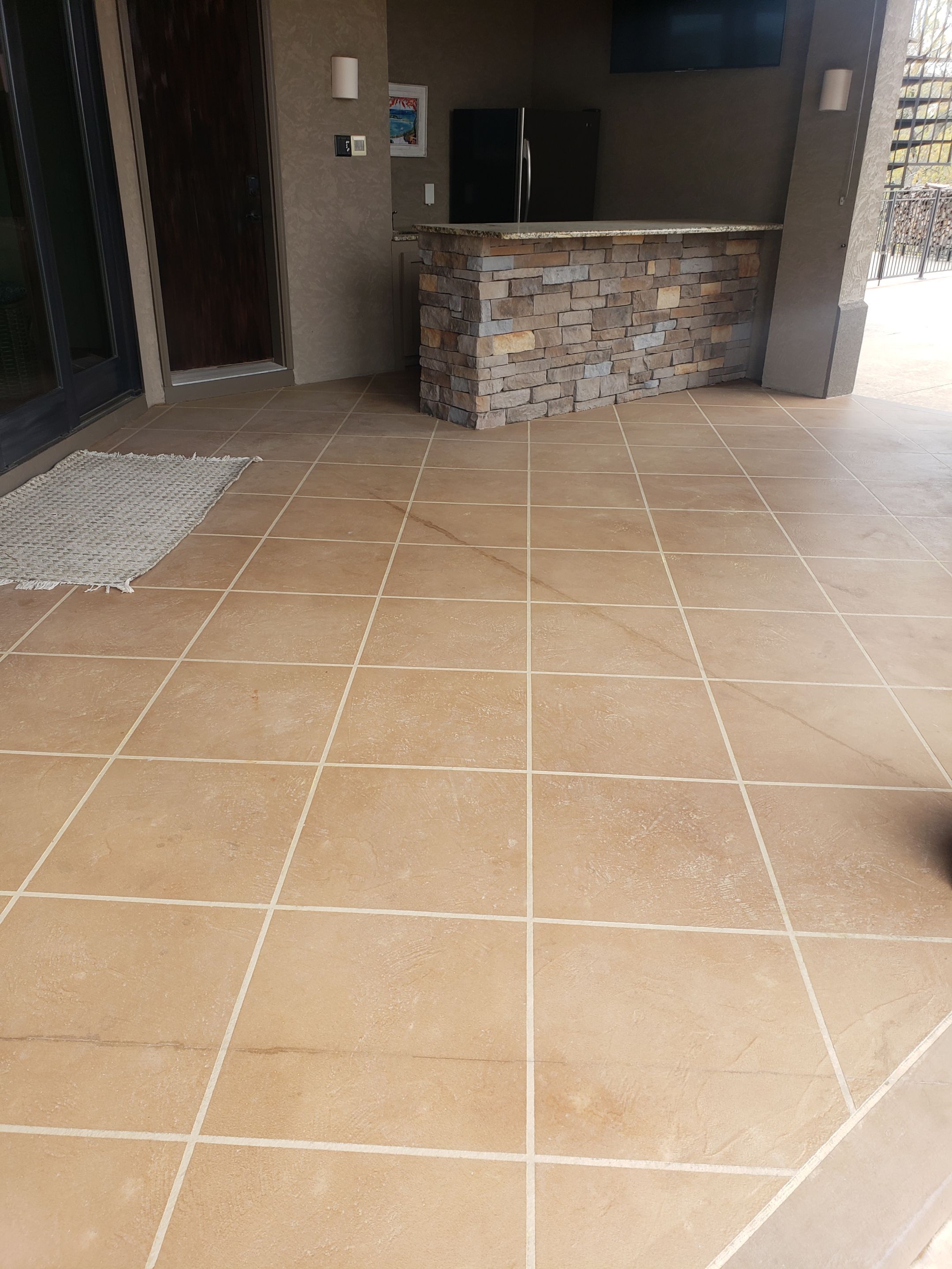 Lake Lotawana -- Front Walkway and Back Patio Tuscan Overlay by Big Red Decorative Concrete, LLC
