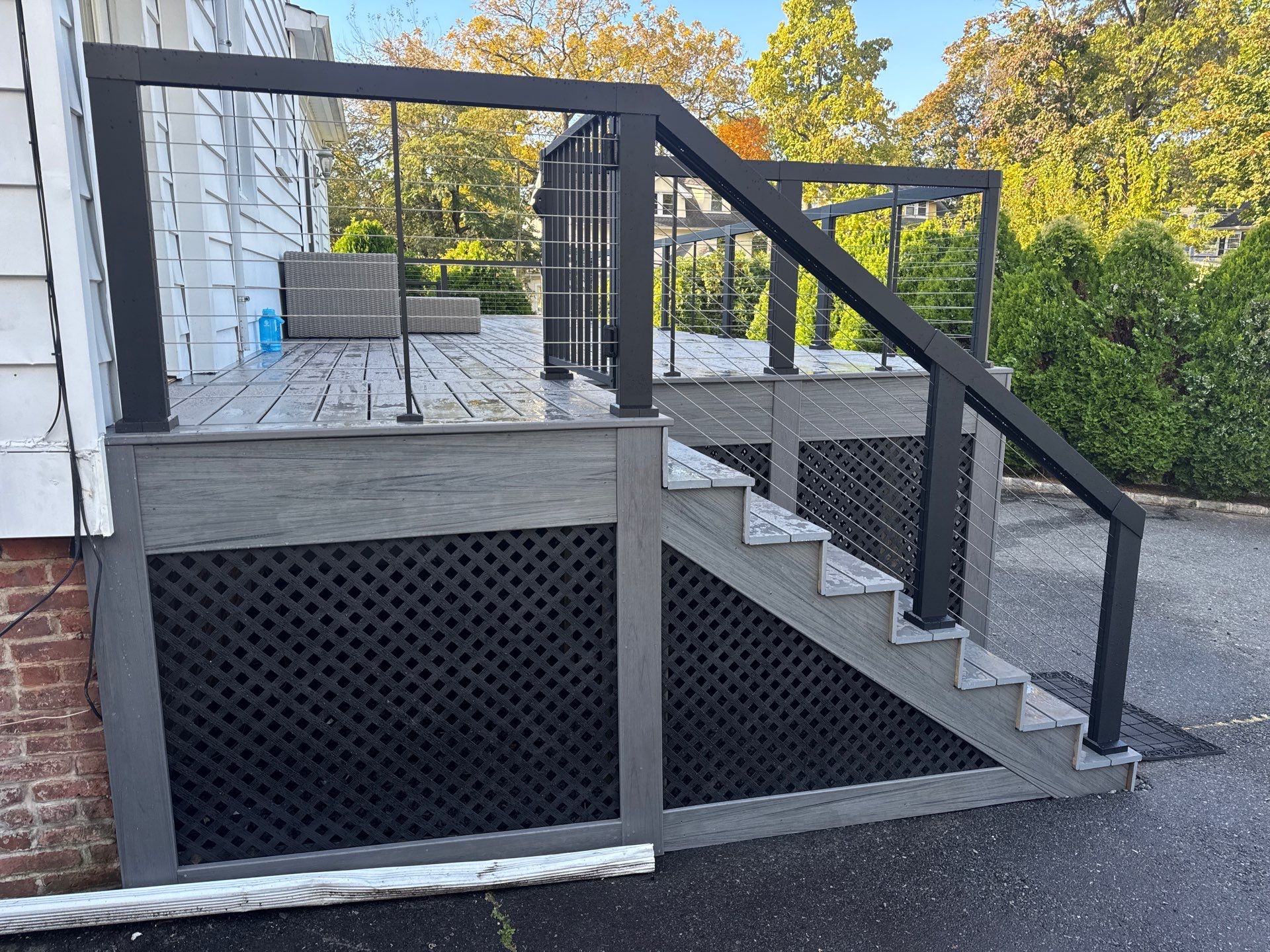new deck with cable rails in Montclair NJ by deck guardian