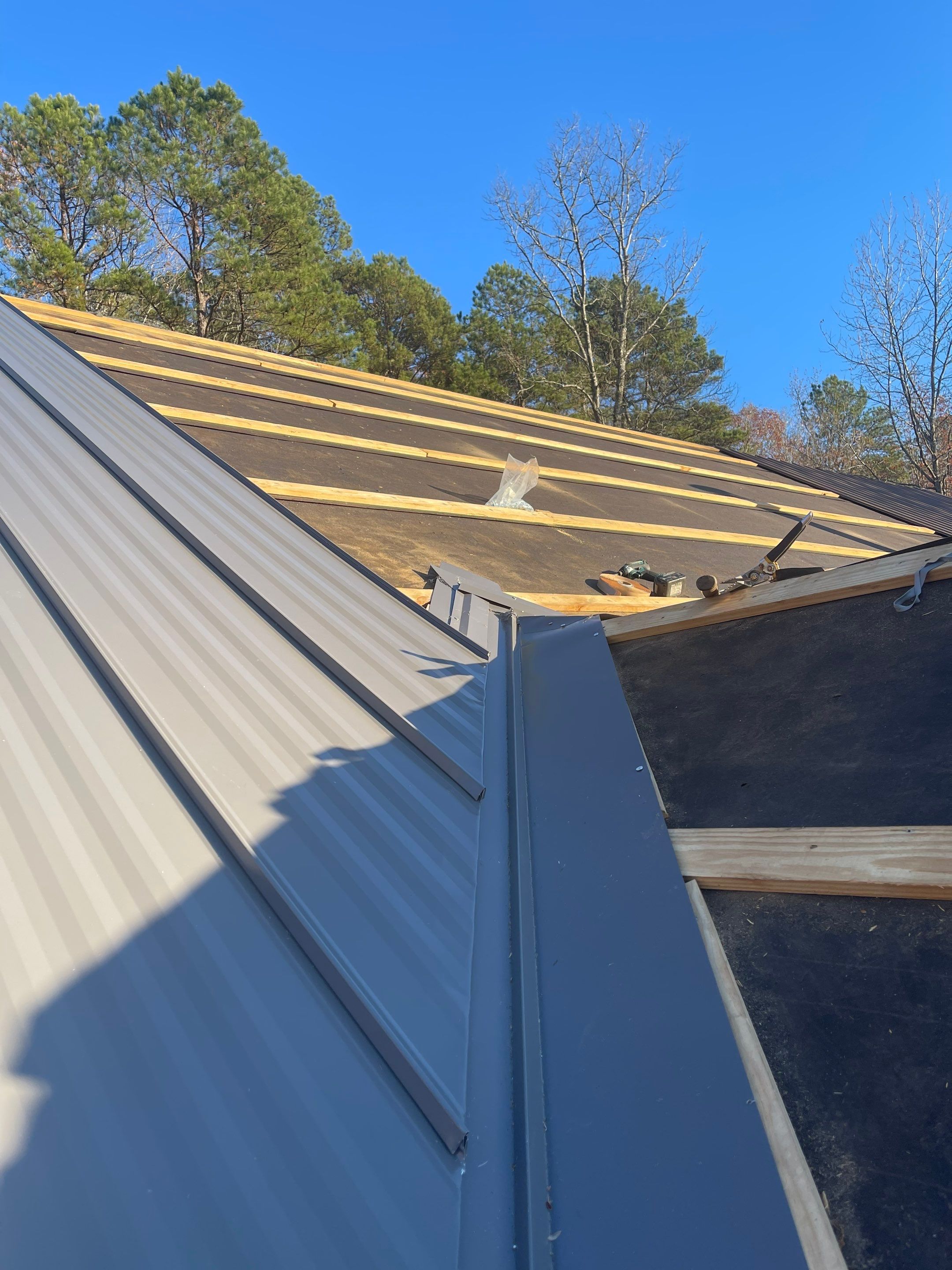 Residential Metal Roof Replacement using Reed's Metals: 26 GA. Standing Seam: Charcoal Grey by Hostetler Roofing