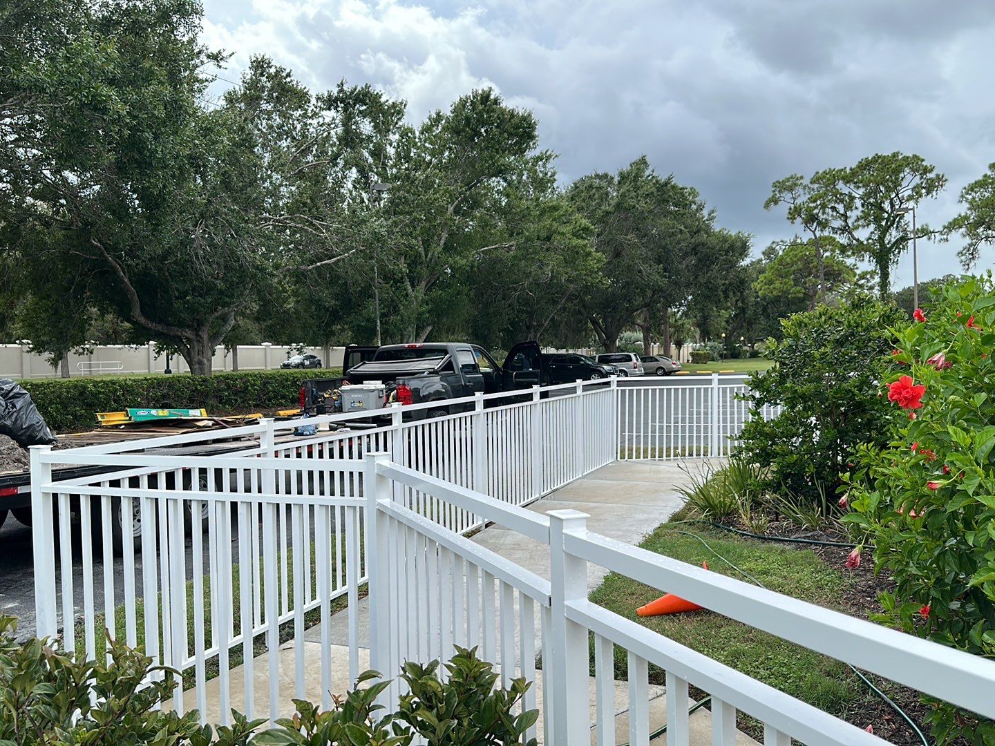 Aluminum Fence Installation using White 3 Rail Aluminum Fence  by Asap fence and gates, LLC