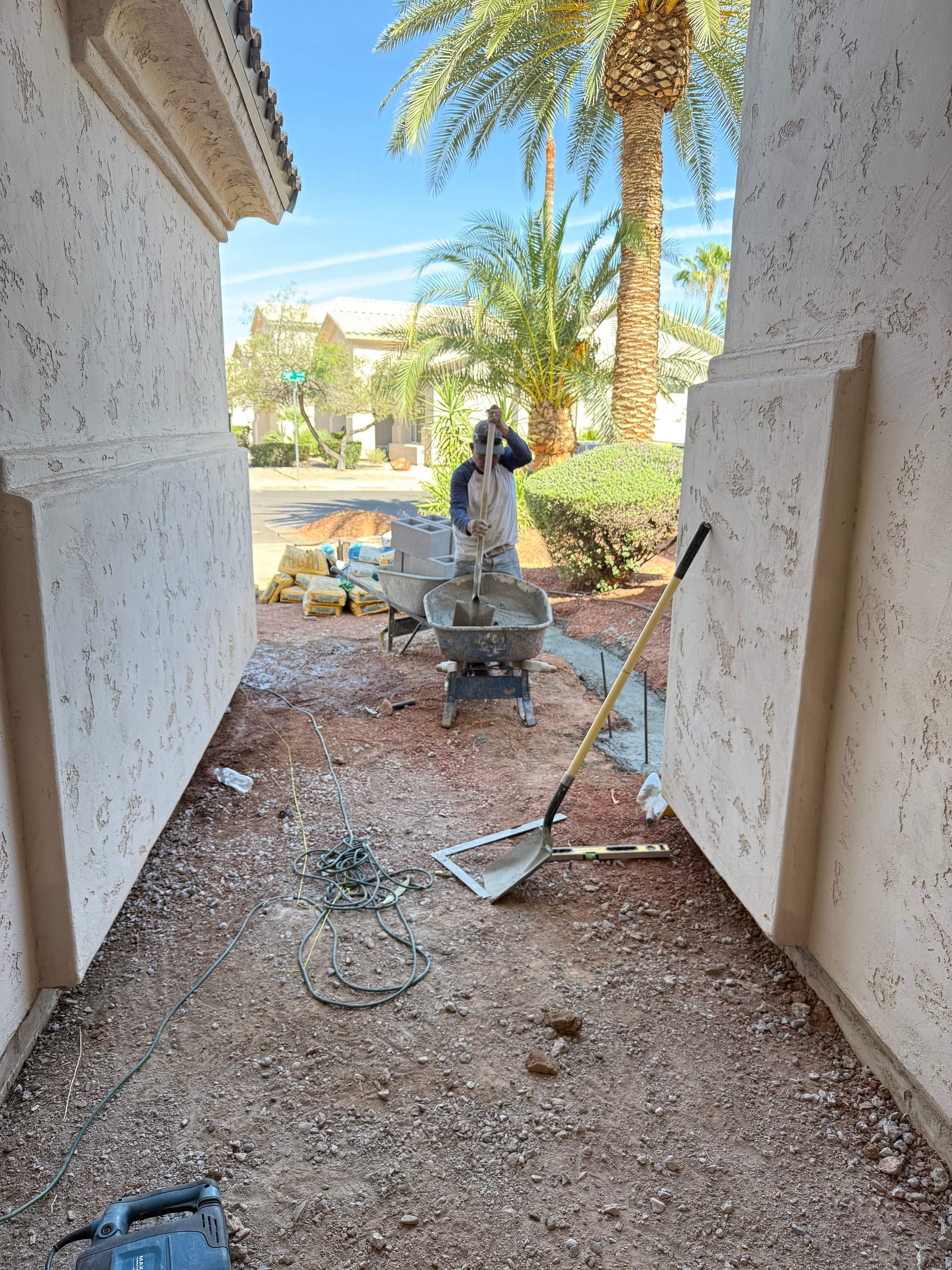 Custom Paver Walkway and Stucco Masonry Wall Installation in Glendale by We Do Hardscape