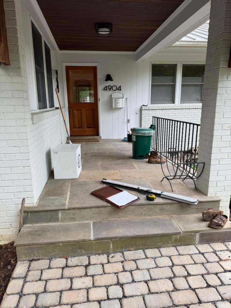 Custom Black Metal Railings for Chevy Chase Stone Porch by Capitol Iron Works