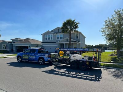 2-Story House Wash & Paver Driveway Cleaning in Trevesta Community, Palmetto, FL | Sunshine AquaWash