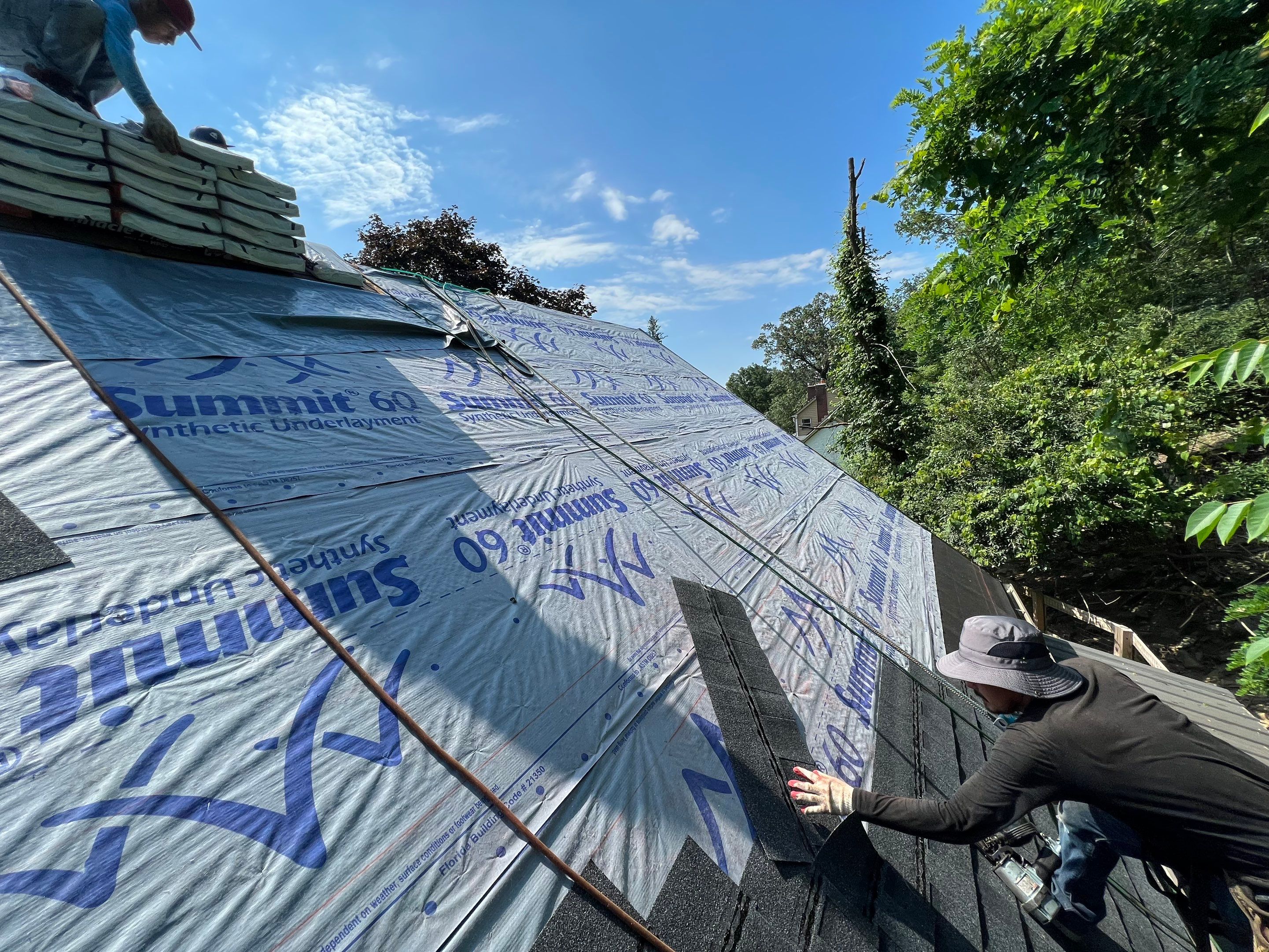 Residential Roofing Installation using Atlas Pinnacle Pristine Black Architectural Shingles by Frederick Roof Repair
