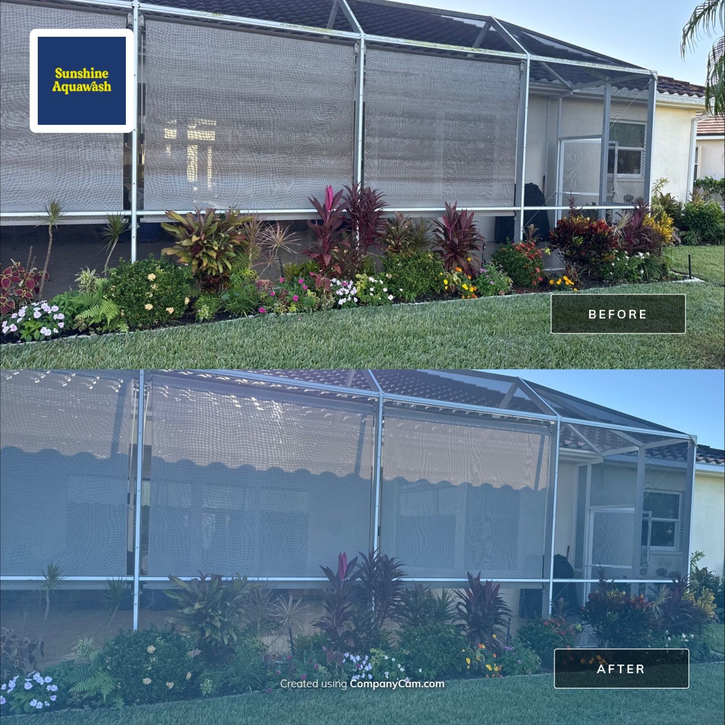 University Park Lanai Transformation | Screen Enclosure & Shade Cleaning by Sunshine AquaWash