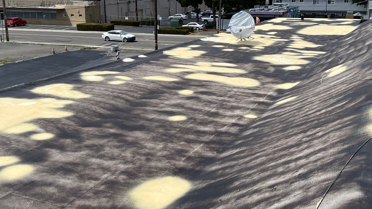 Foam Refurbish using Conklin Benchmark/PUMA XL coatings and spray foam by Straight Edge Roofing Inc