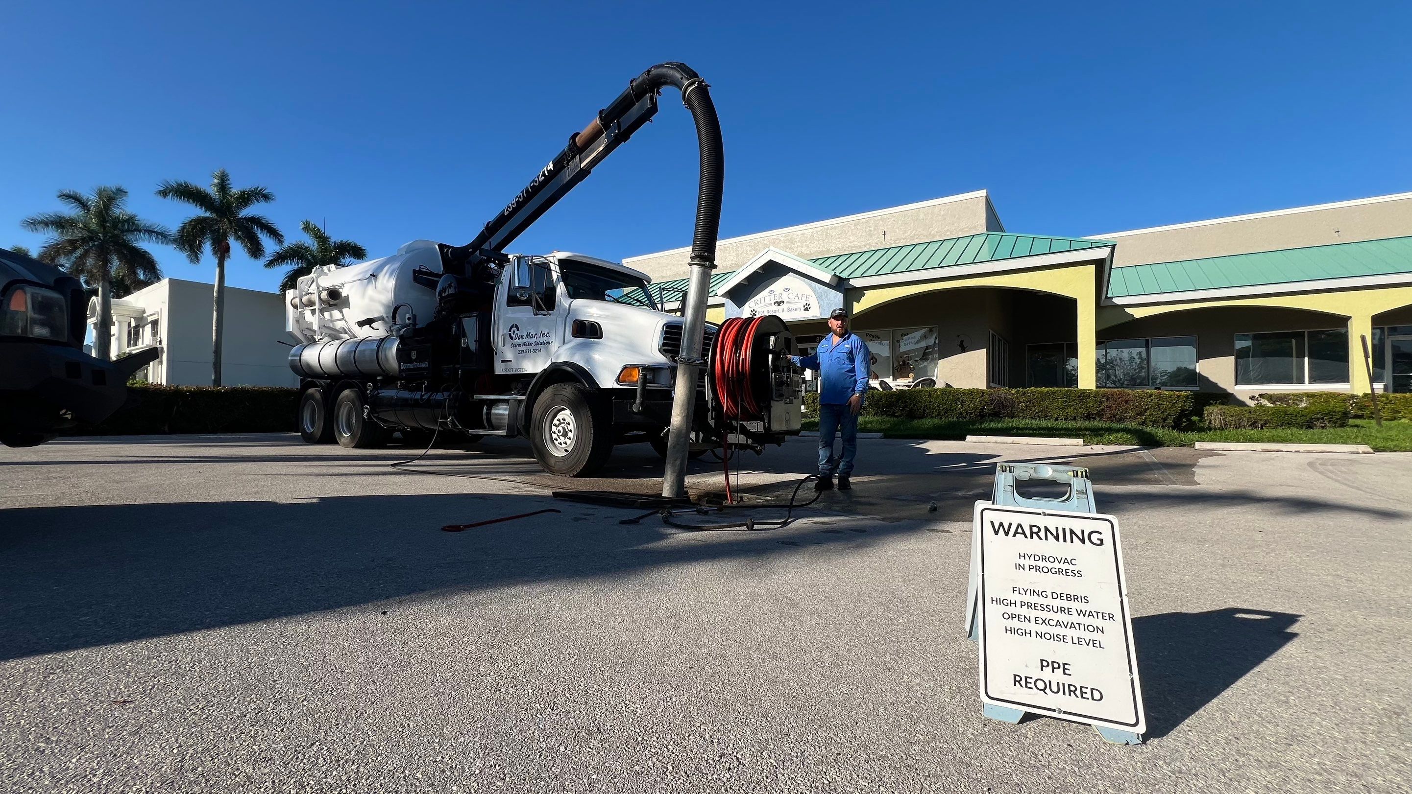 Stromwater System Maintenance at Bill Smith Appliances / Critter Cafe Marco Island Catch Basin by Don Mar, Inc. Storm Water Solutions