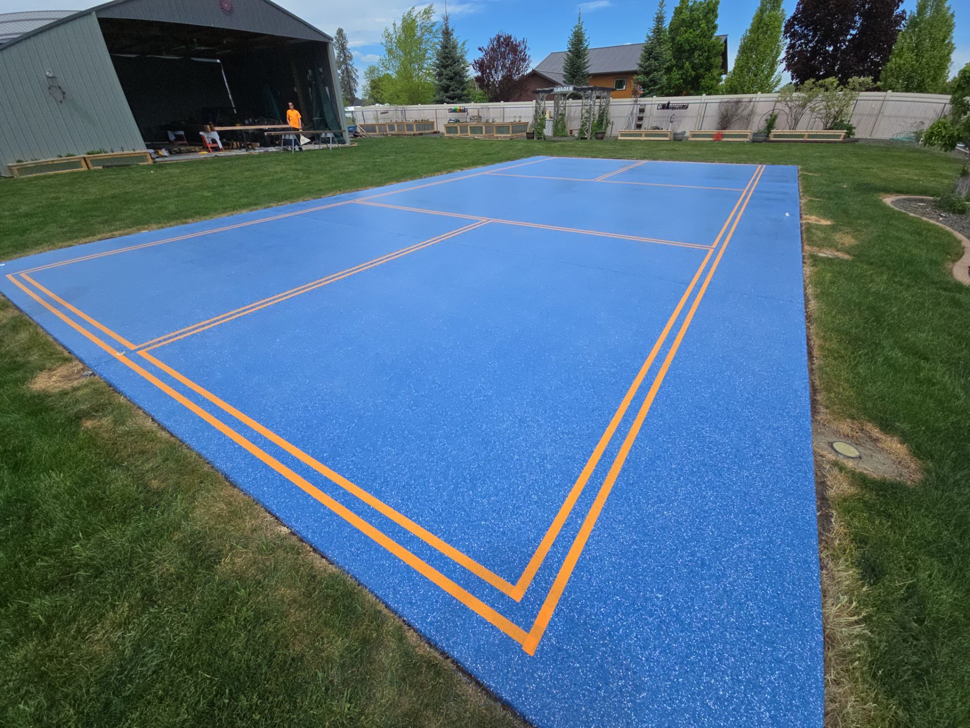 Sports Court Transformation using Ocean Hybrid by Croc Coatings, LLC