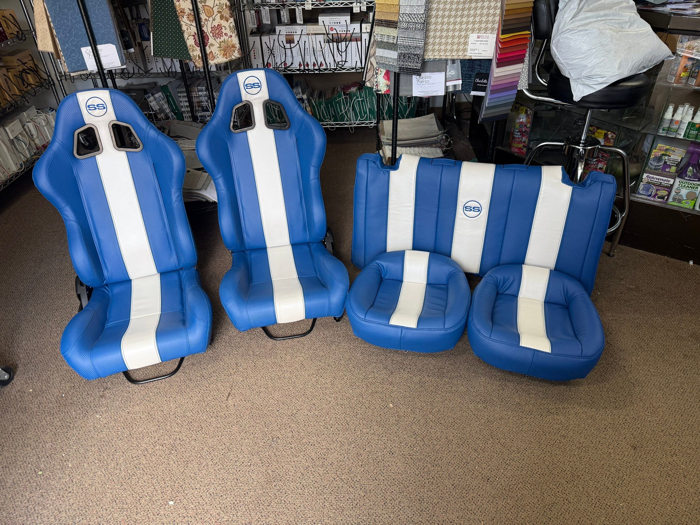 1966 Chevelle custom front & rear seats by Rocky Mountain Upholstery Co