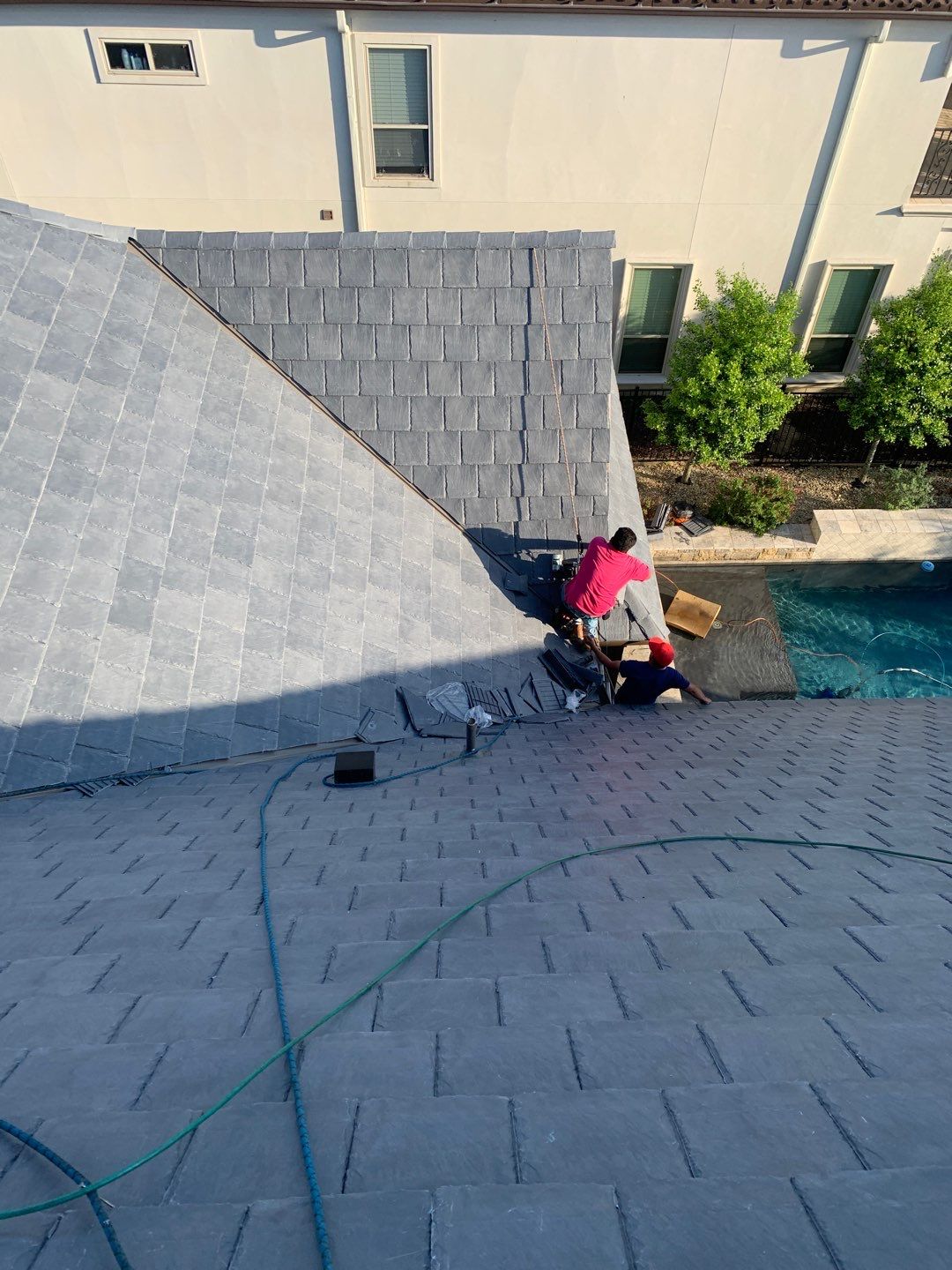 Roof Replacement using Davinci Bell Slate Shingles by Elite Roofing LLC