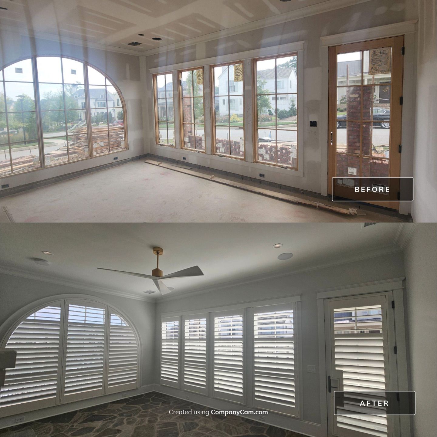 Shutters in new construction Greenville, SC by Southern Traditions Window Fashions