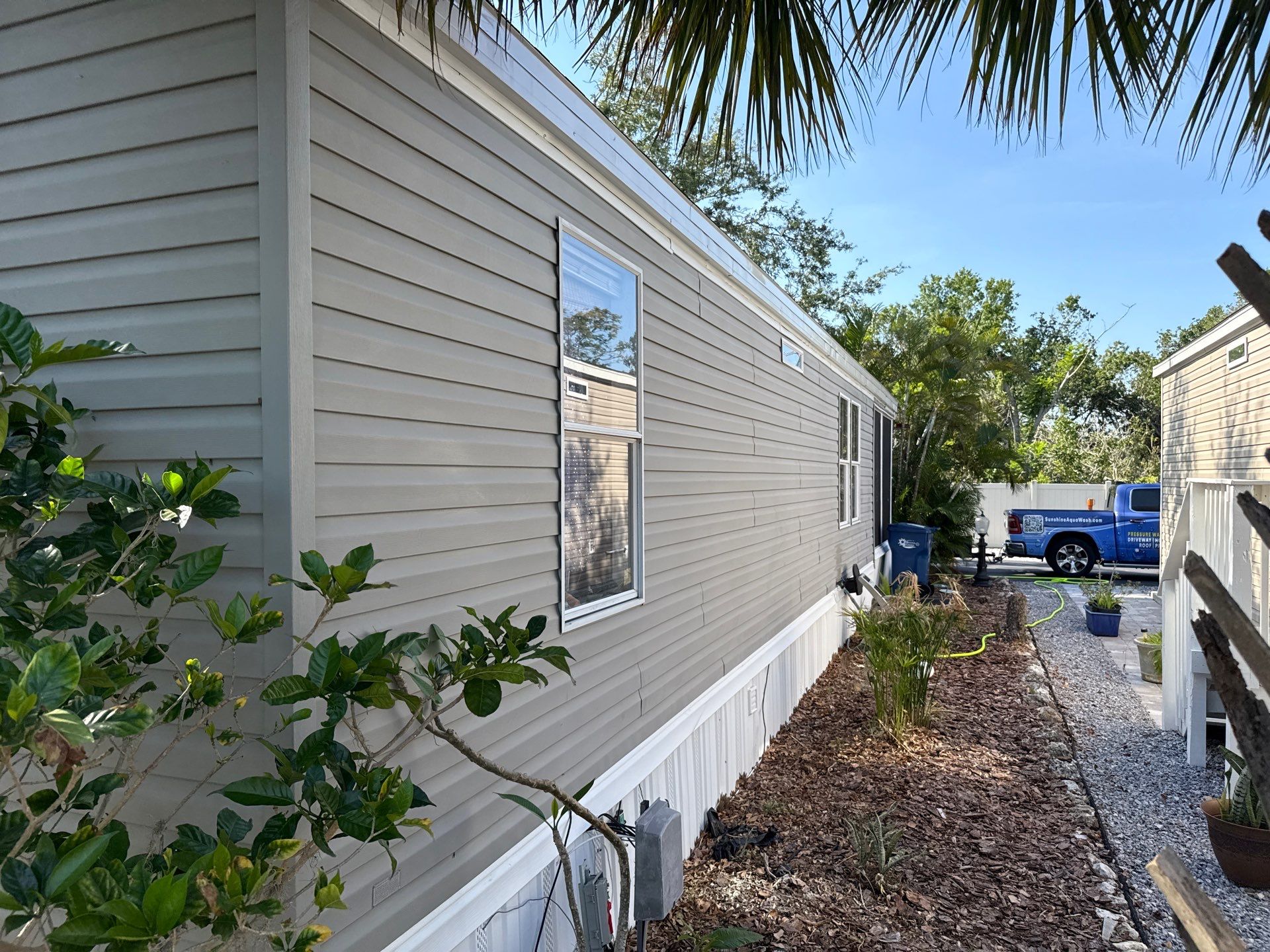 Mobile Home House Wash & Screened Porch Cleaning | Fisherman’s Cove RV Park | Terra Ceia, FL by Sunshine AquaWash